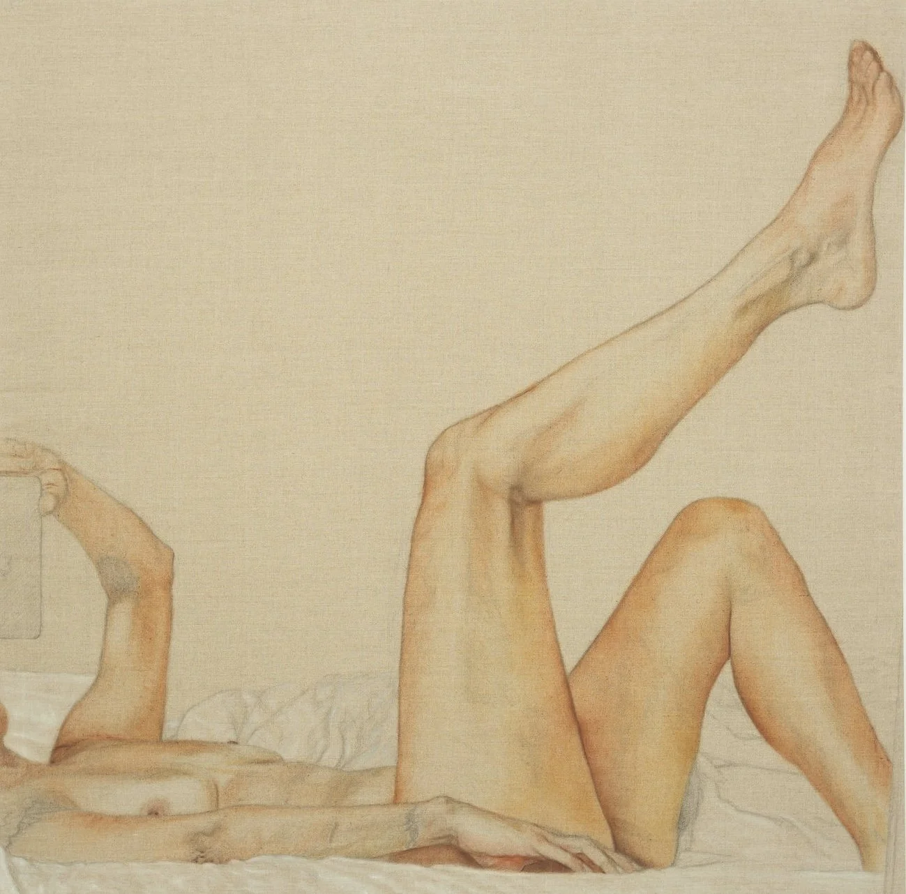 March 22, 2023, 9:23 PM, oil and graphite on linen, 50 x 50 2024