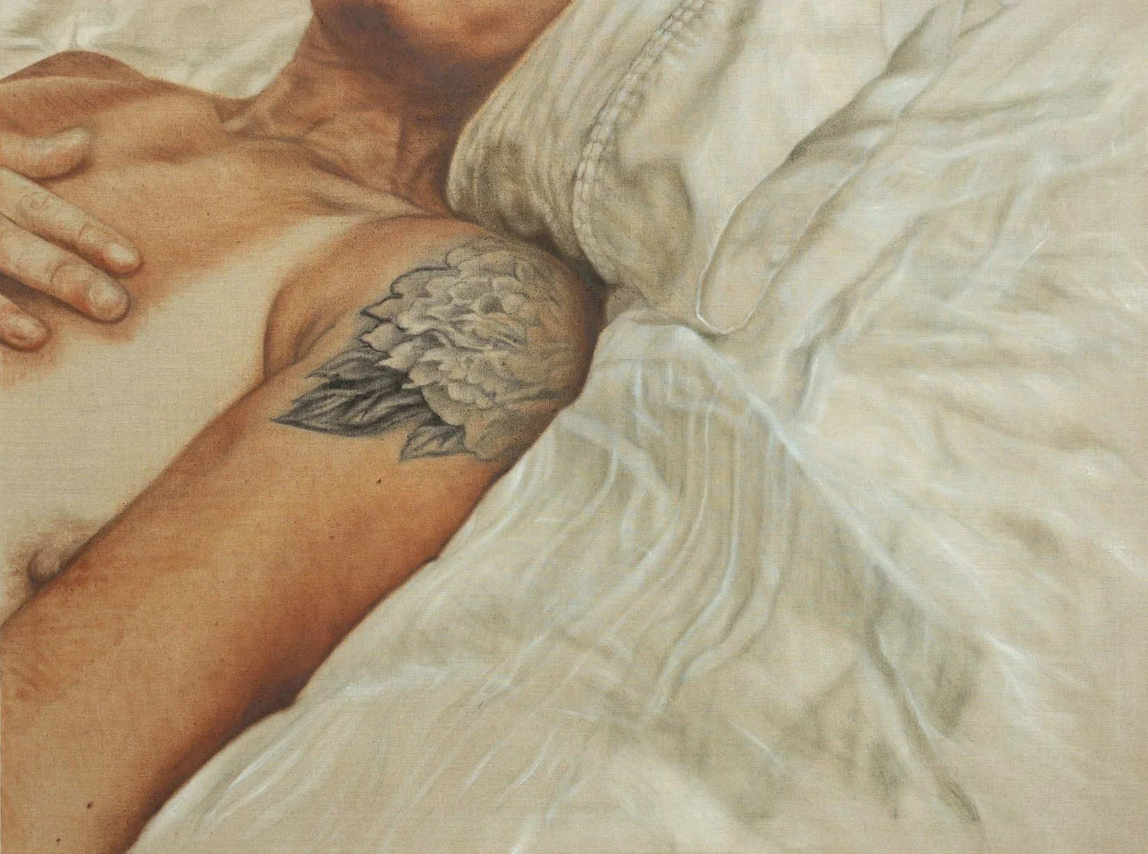 March 22, 2023, 9:13 PM, oil and graphite on linen, 48 x 36, 2023