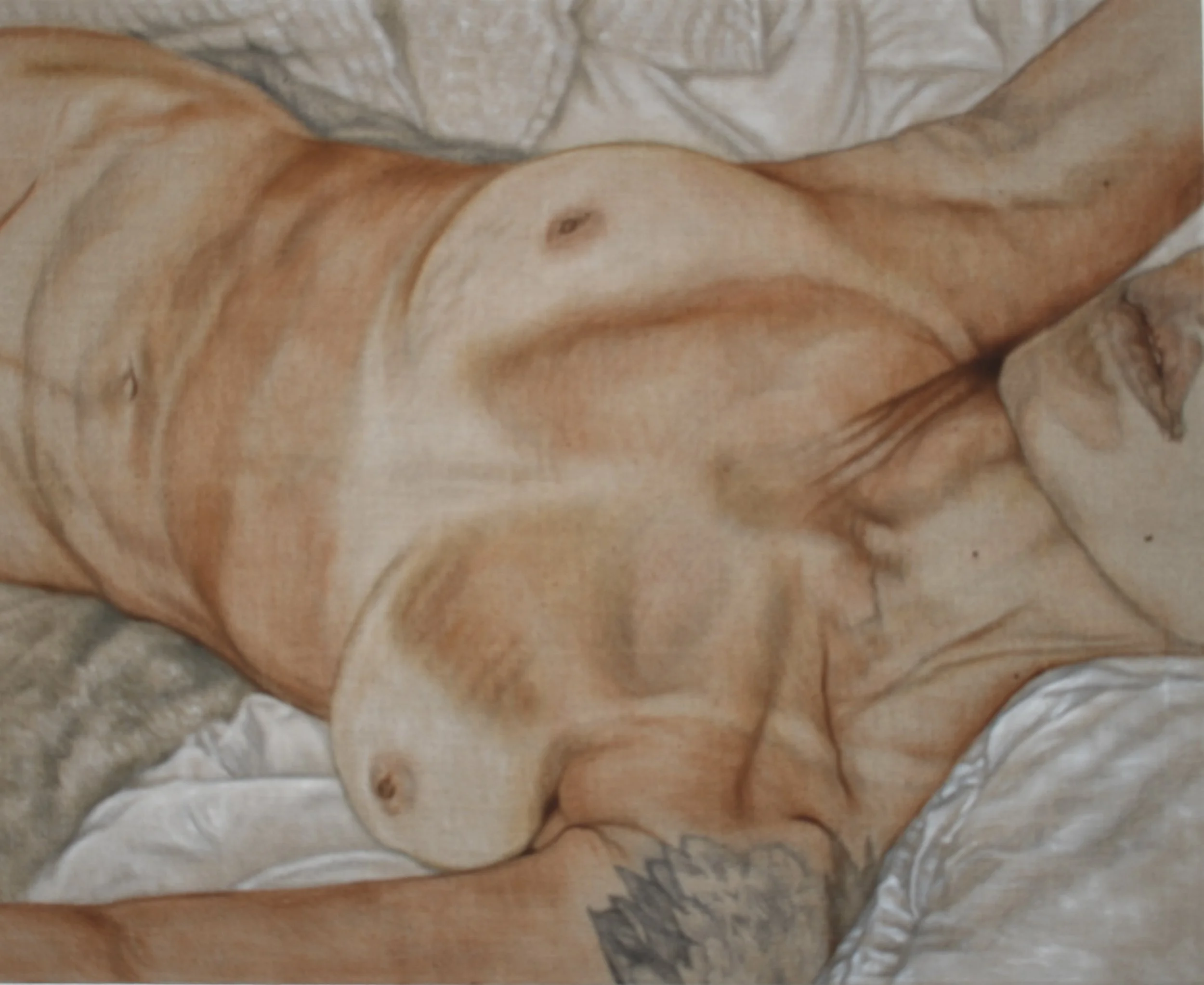 September 11, 2023, 7:27 PM, oil and graphite on linen, 48 x 36, 2024