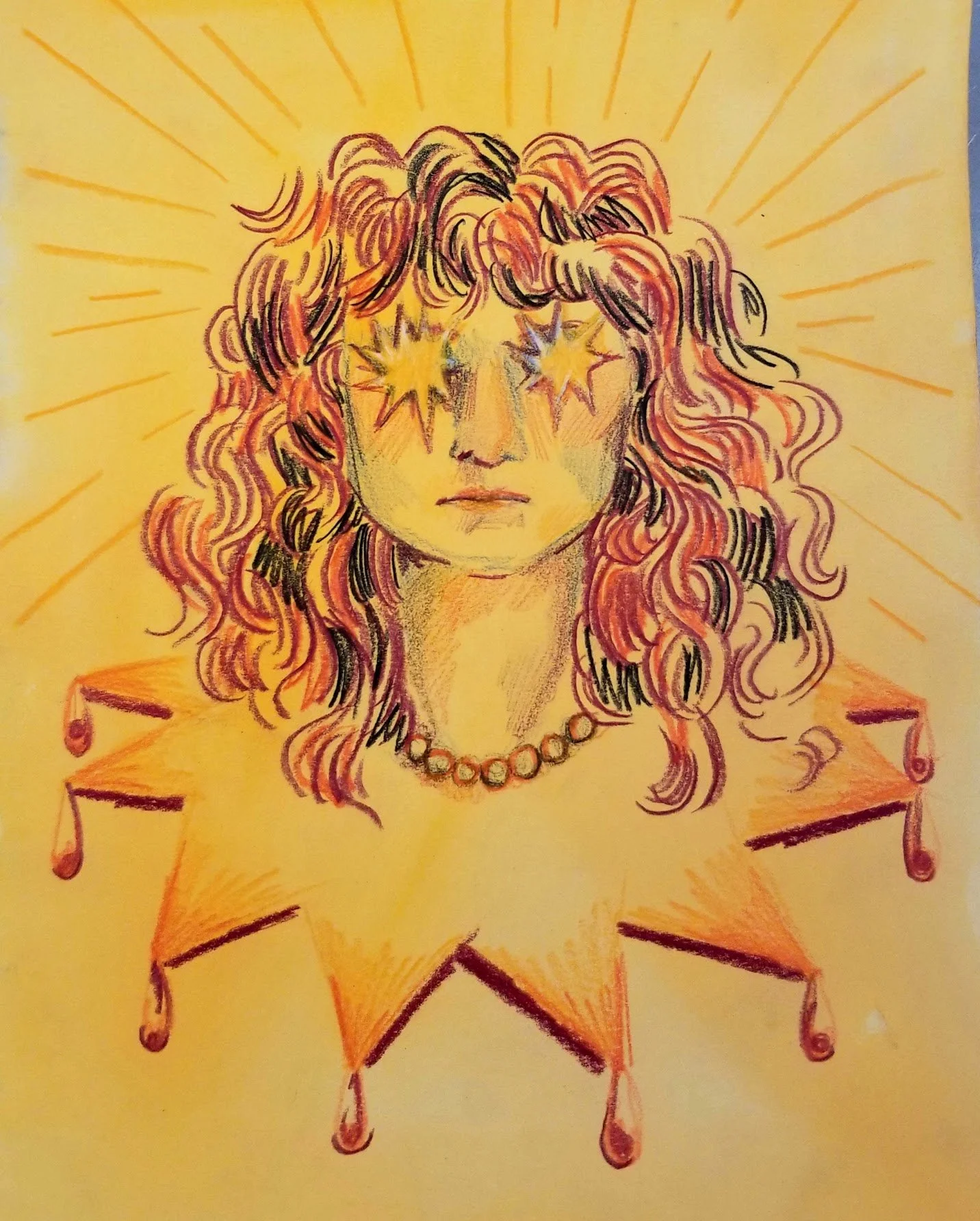 a self portrait done with colour pencils