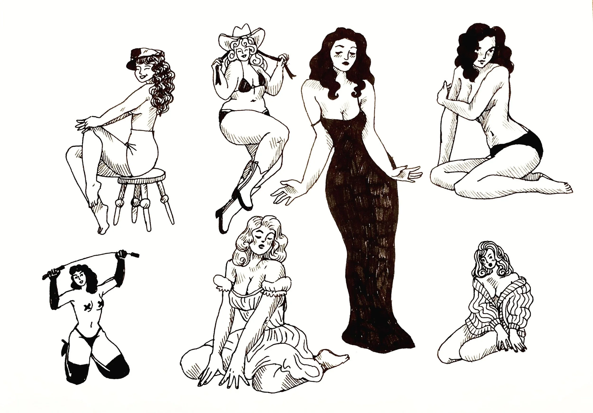 pin up girl flash for tattoo designs