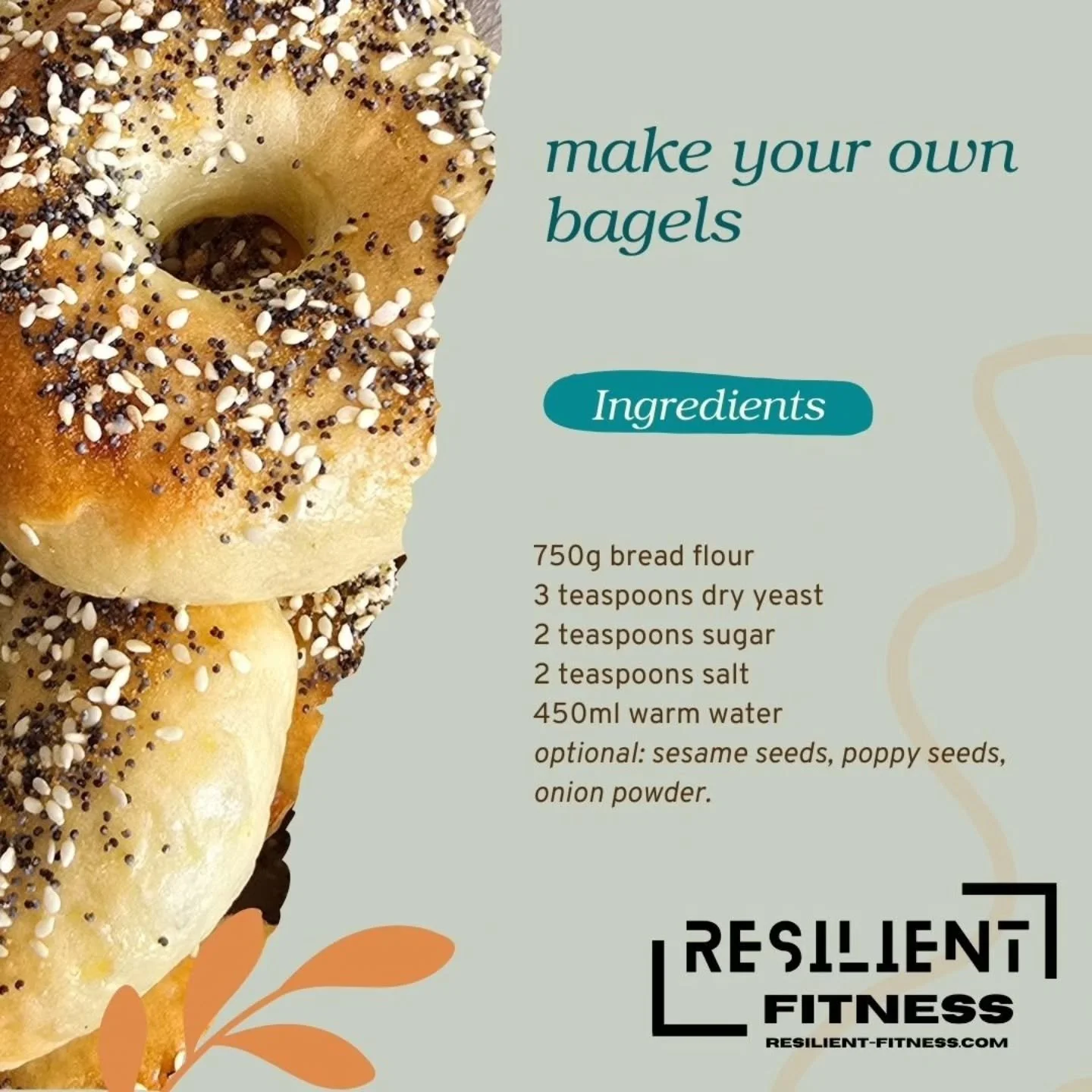 ⚠️CAUTION:⚠️ discovering how easy it is to make your own bagels might lead to an obsession.

➡️This recipe works best for a batch of 12, however, if you're wanting to reduce the calories, you can get 16. Make a wider centre hole then flatten them out