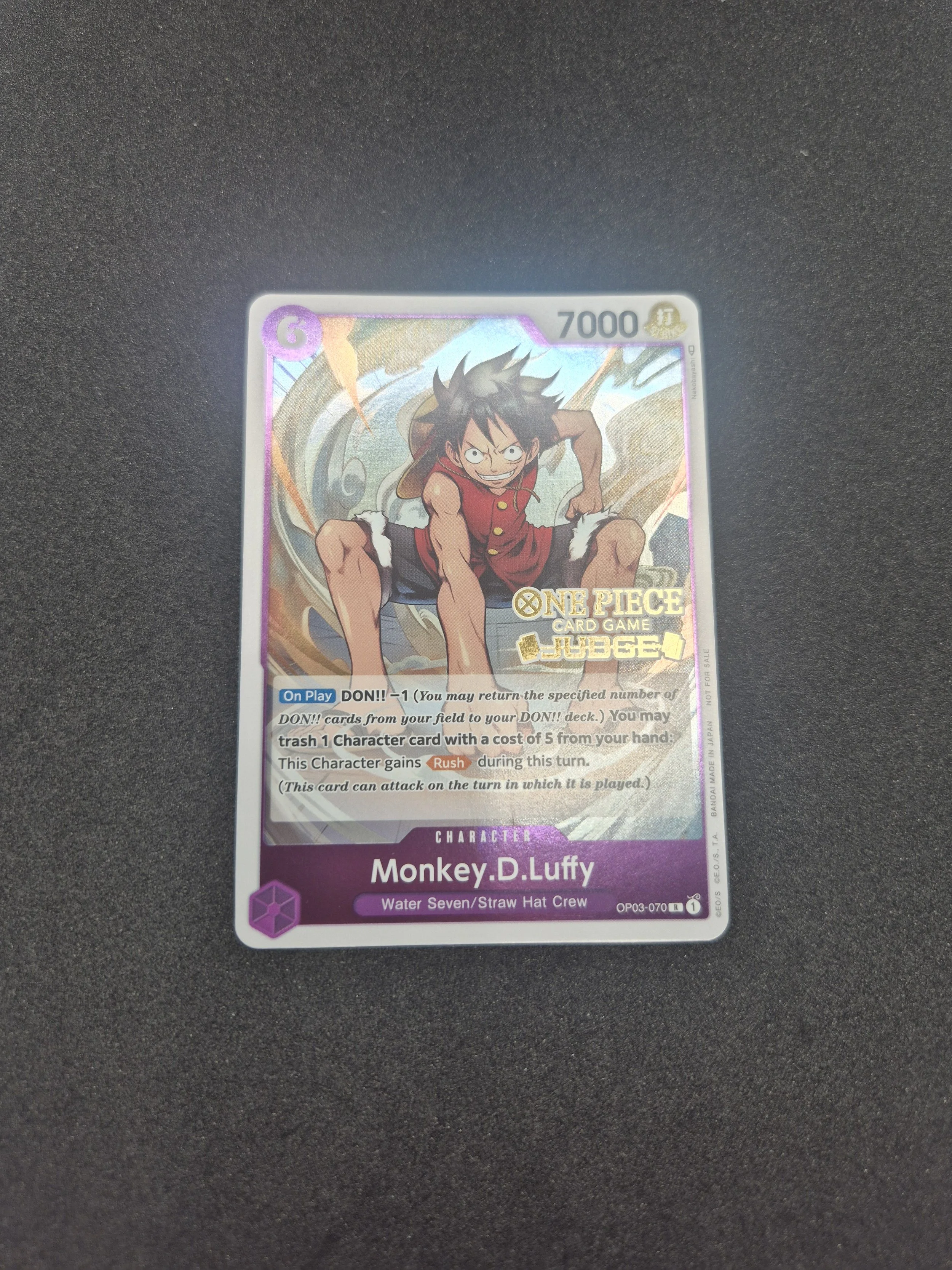 One Piece Card - Monkey D Luffy Judge OP03-070 Excellent Condition