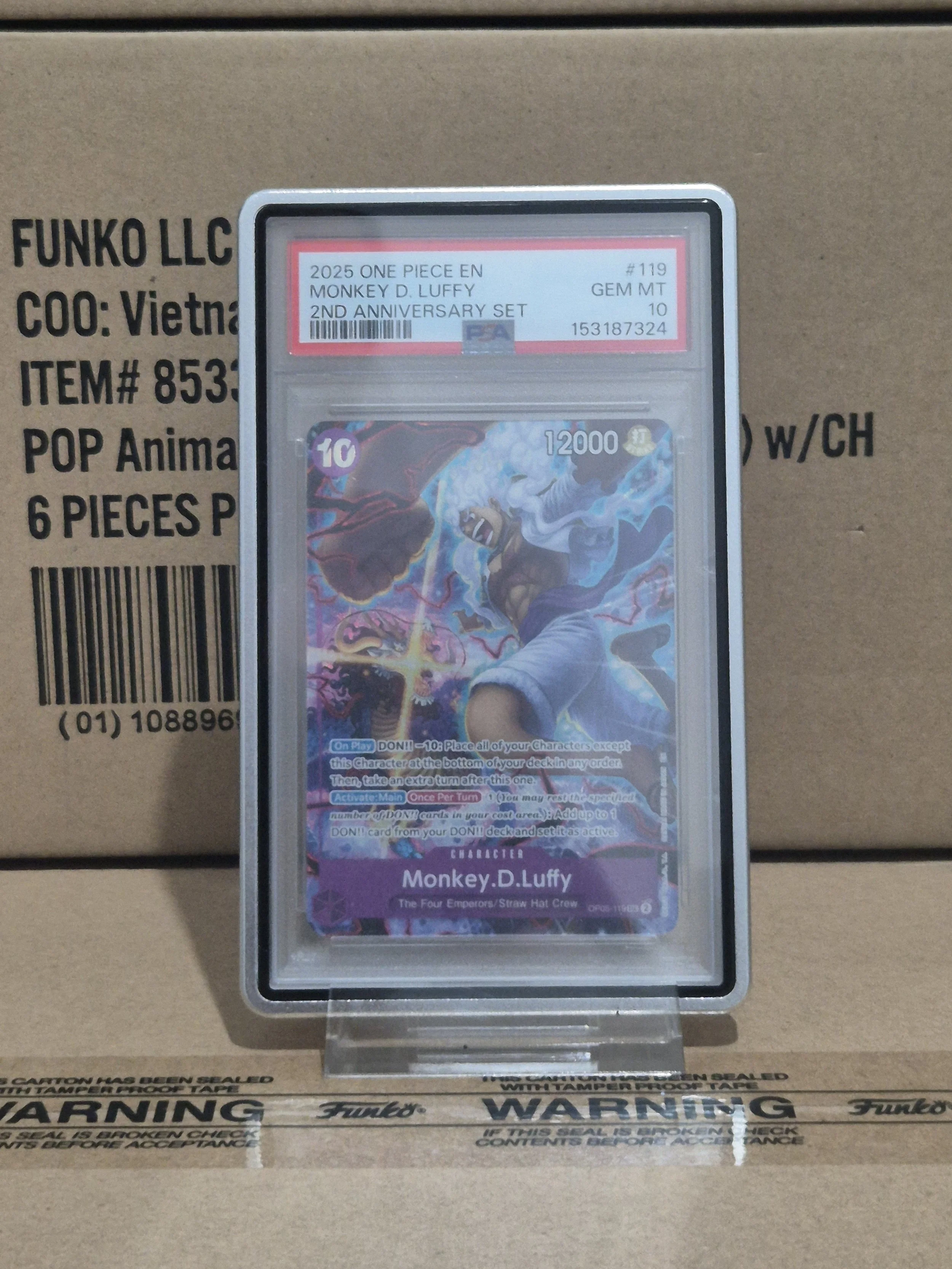 2025 ONE PIECE ENGLISH VERSION 2ND ANNIVERSARY SET #119 MONKEY D. LUFFY PSA 10