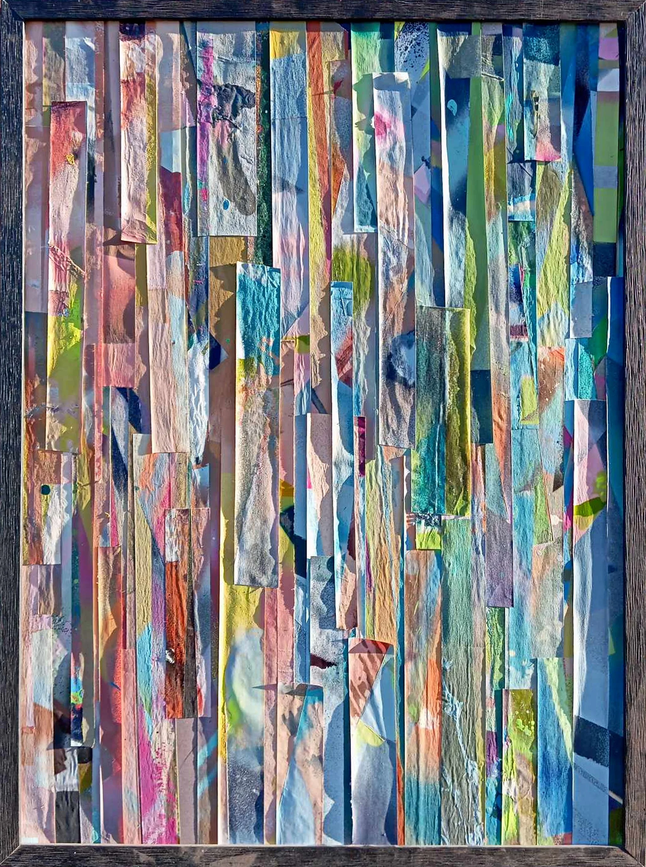 Trash25, 2025, spraypaint and tape in wood - 50 x 70 cm