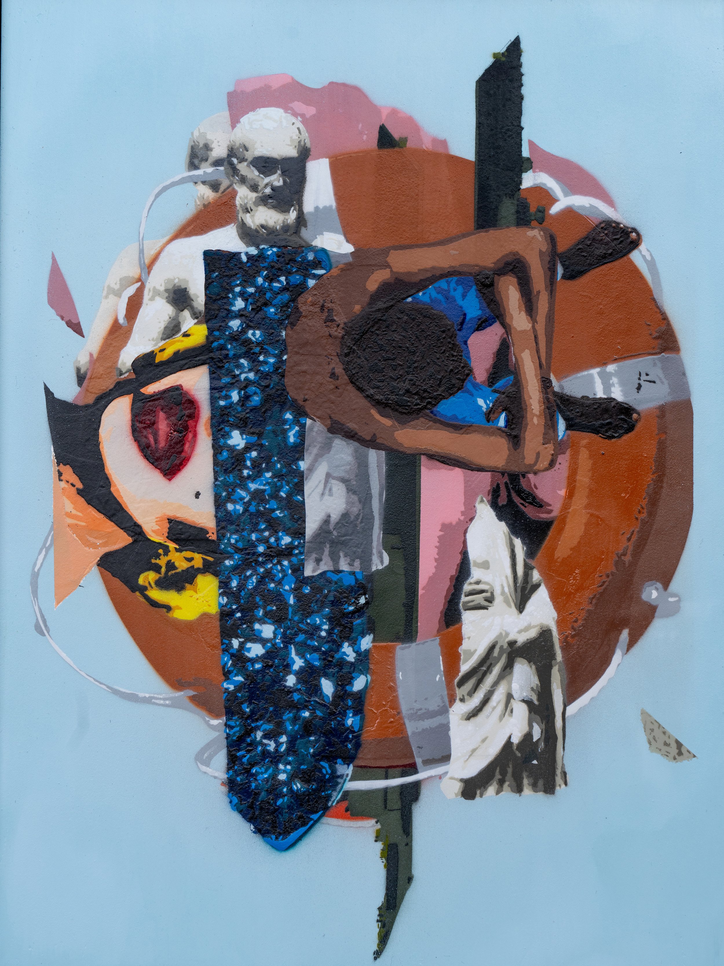 Confused world, 2024, spraypaint on wood  - 45 x 60 cm