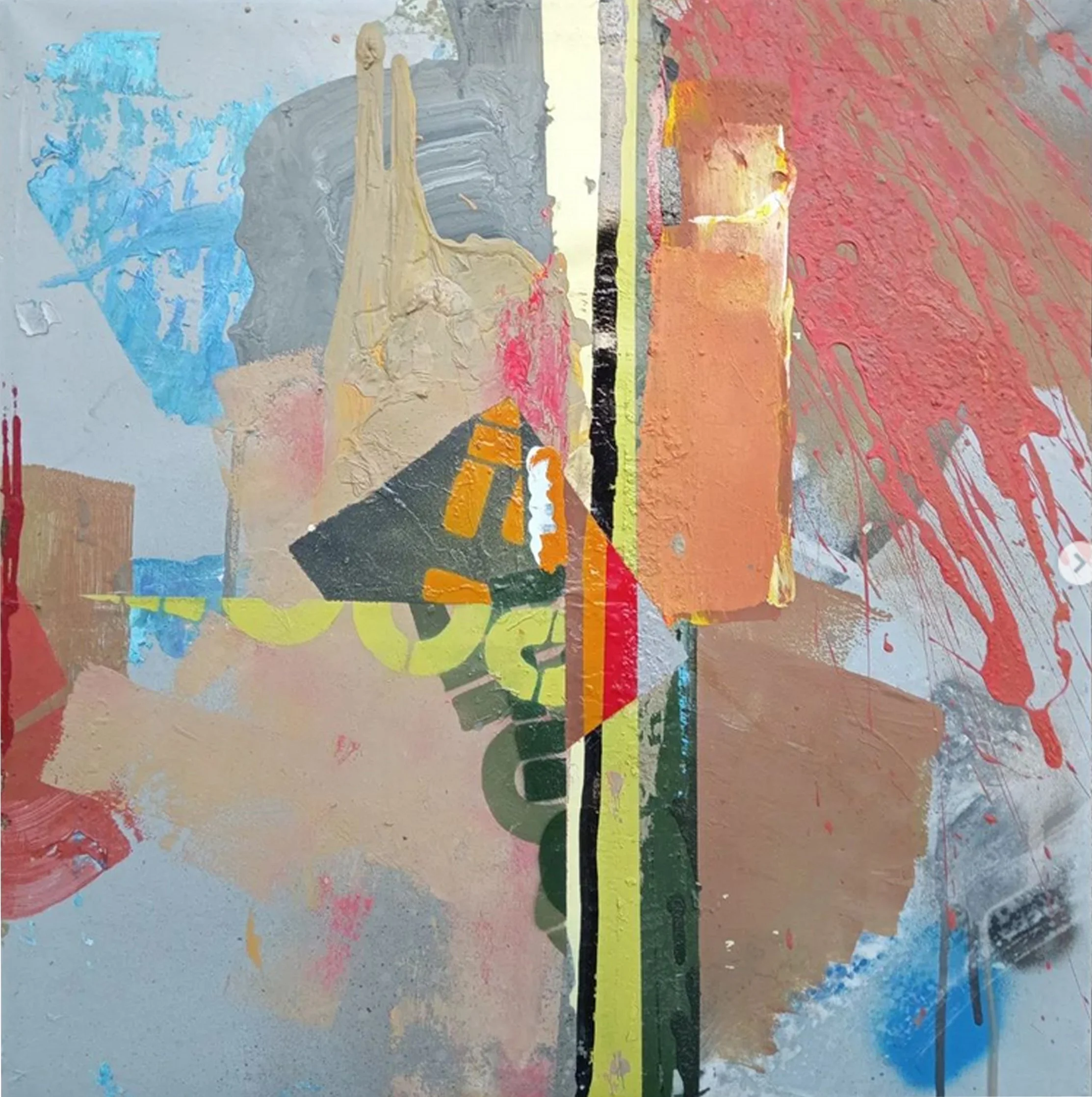 The edge, 2022, spraypaint and acrylic on canvas - 42 x 42 cm