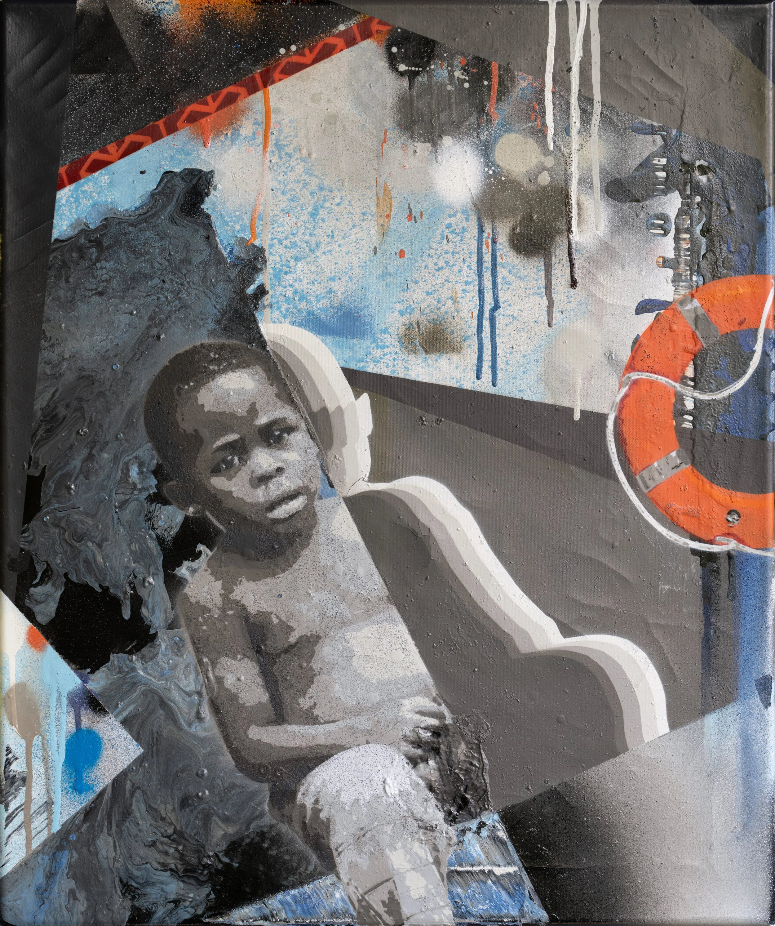 Deconstructed identities, 2022, spraypaint and on canvas - 49 x 62 cm