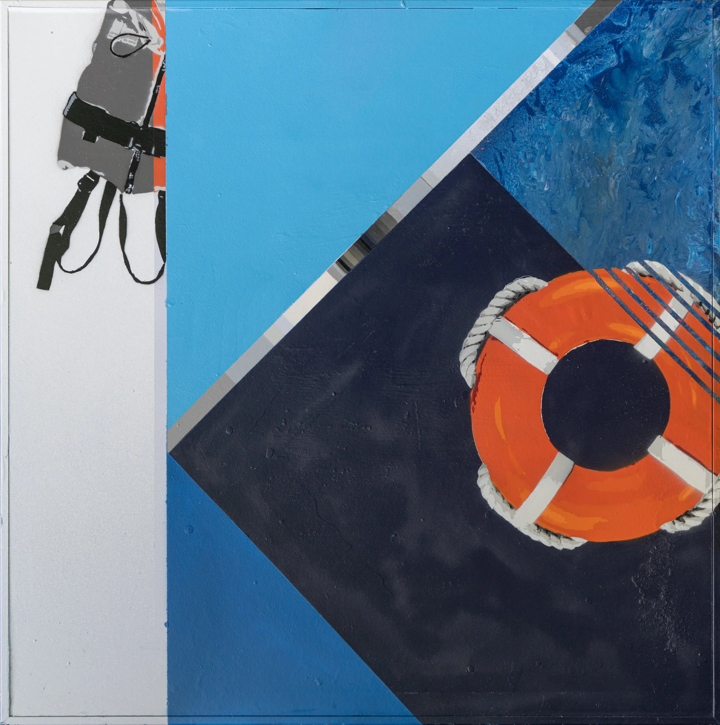 Modern migration art II, 2022, spraypaint on canvas - 71 x 71 cm
