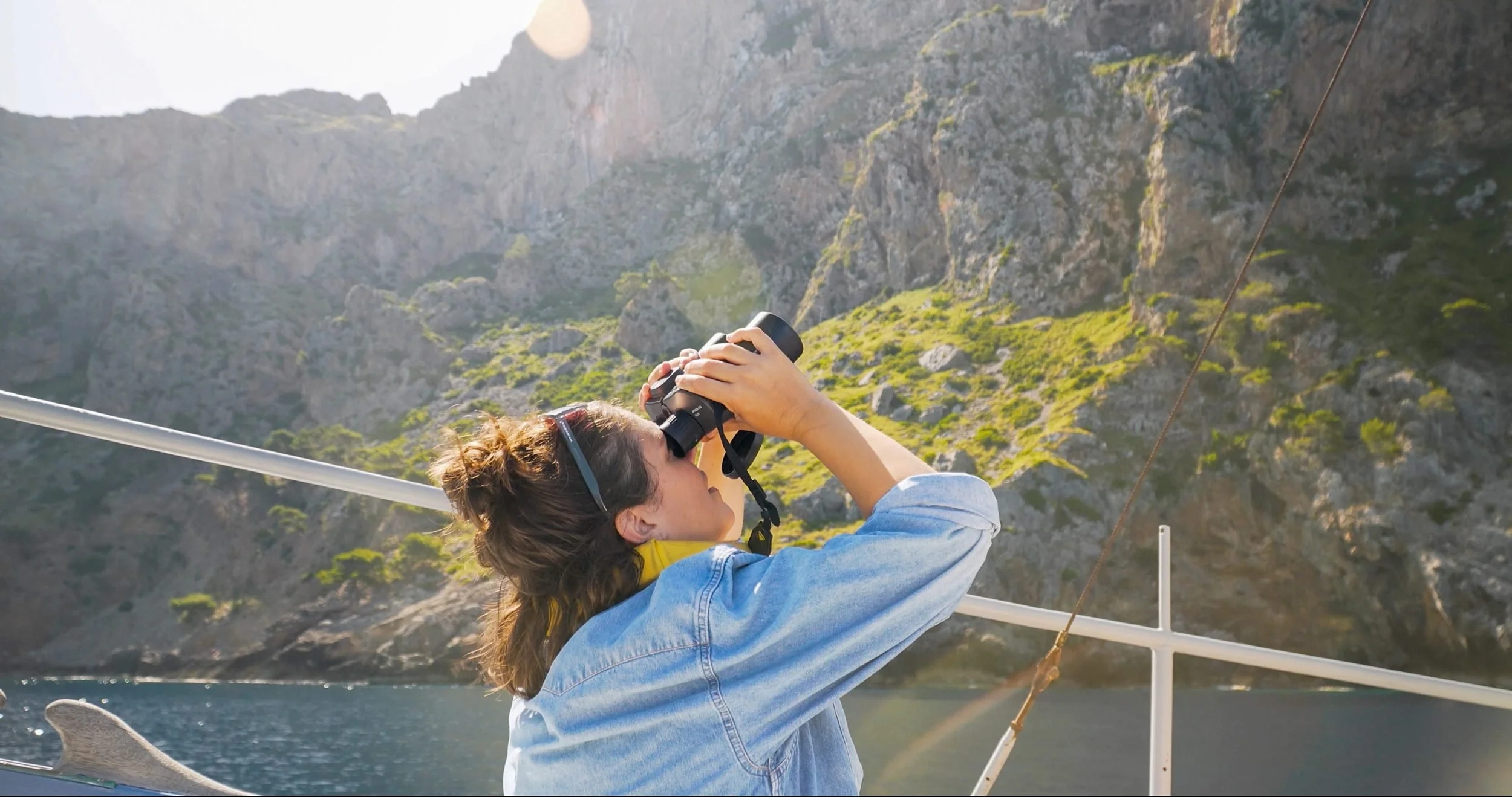 Expedition guest binoculars Tramuntana cliffs