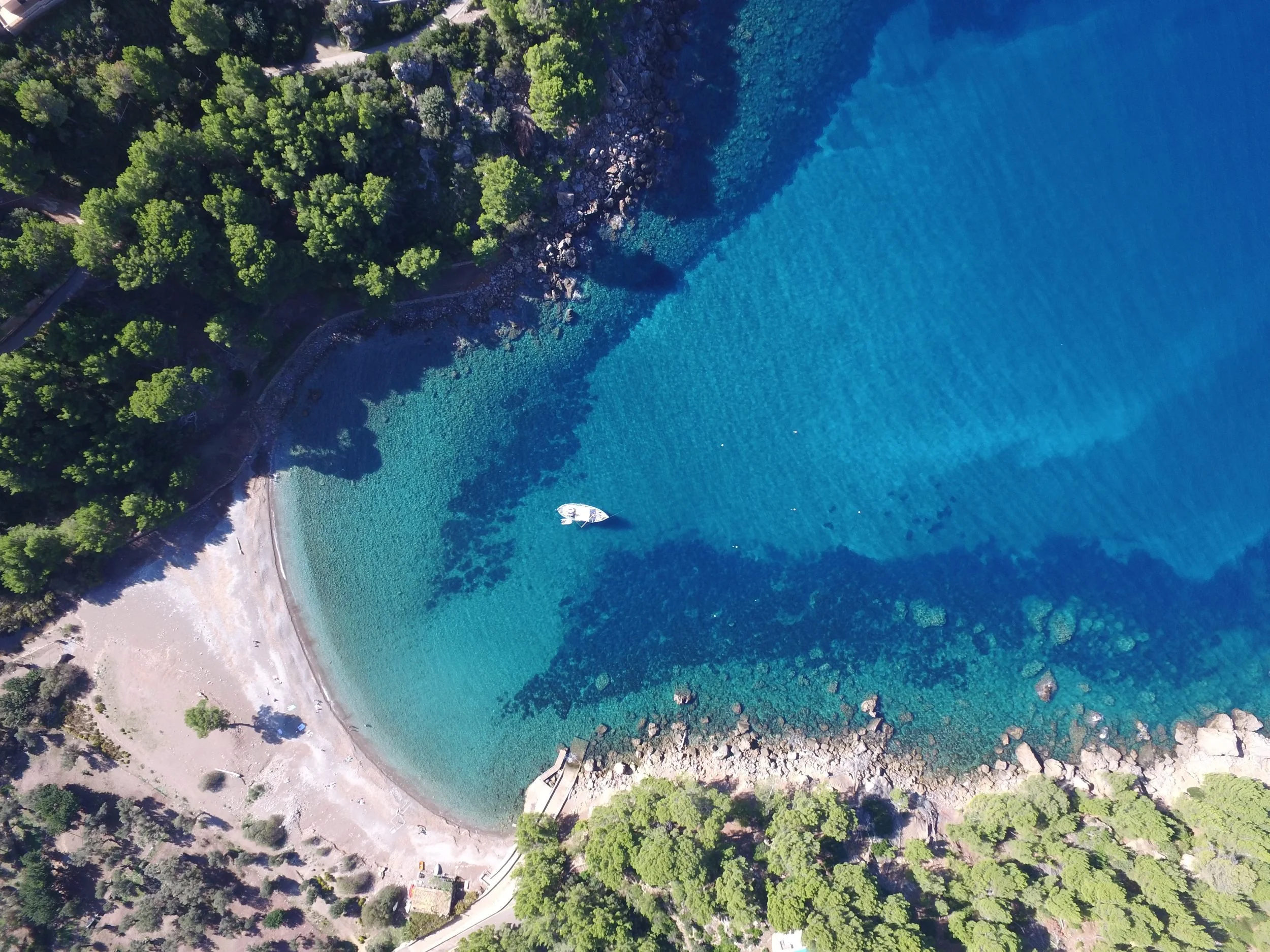 Aerial view Cala Tuent bay Mallorca