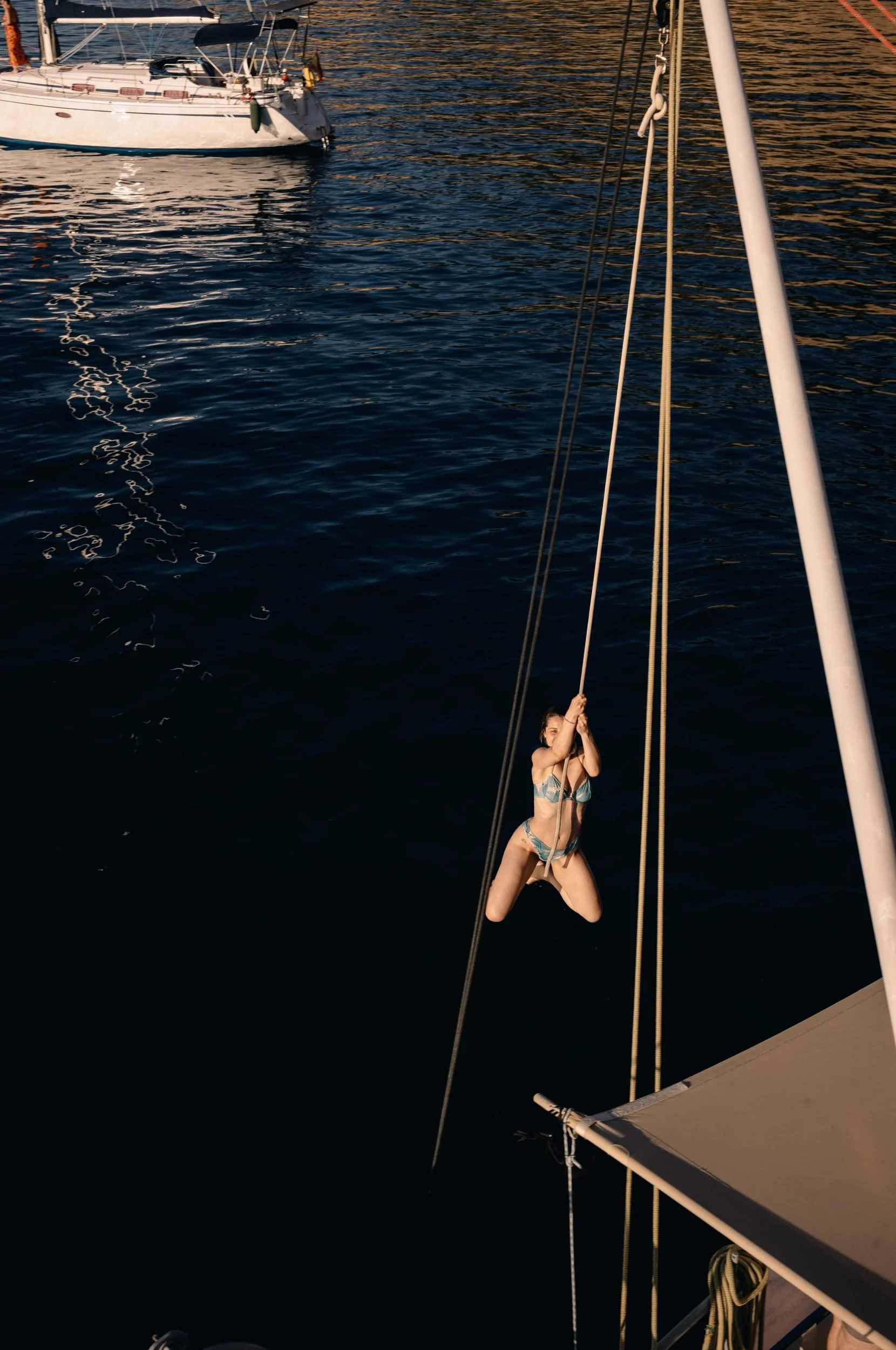 Rope swing dusk deep water Bonnie Lass