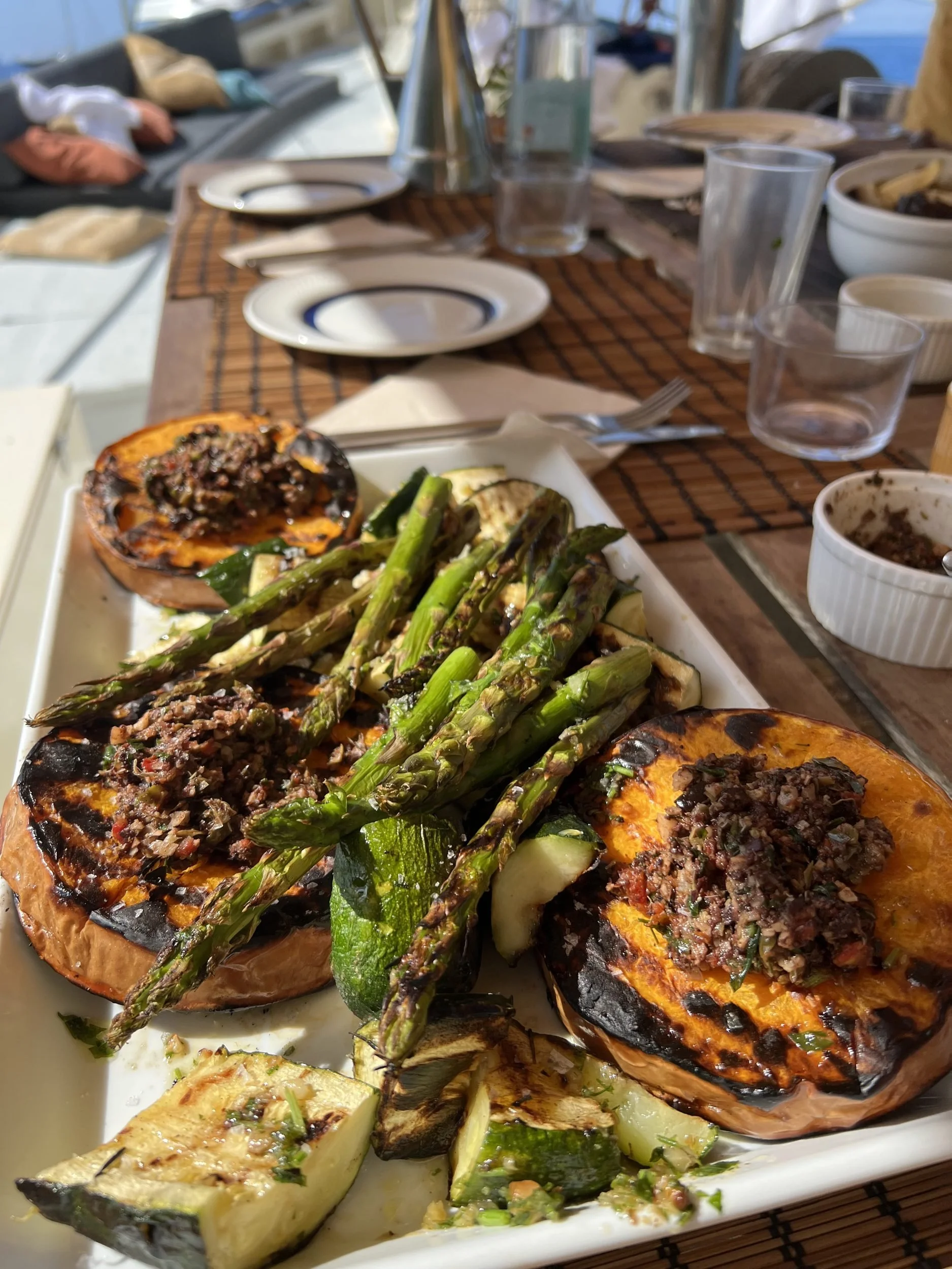 Grilled vegetables farm to table boat lunch