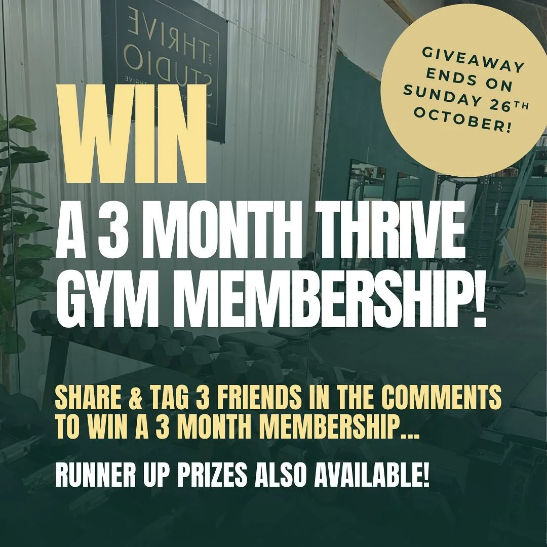 🎉 THRIVE GYM GIVEAWAY! 🎉

Have you been thinking about joining Thrive but haven&rsquo;t taken the leap yet? Now&rsquo;s your chance! We&rsquo;re giving one lucky winner the opportunity to experience 3 MONTHS of free training with us &mdash; complet
