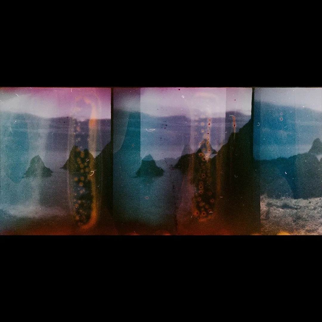 Some shifting chemical colour clouds to break up the silvery grey of light sensitive materials. Expired, accidentally slightly souped film shot in Pembrokeshire &amp; Brecons in January. I am currently in New York for a month, recallibrating while I 
