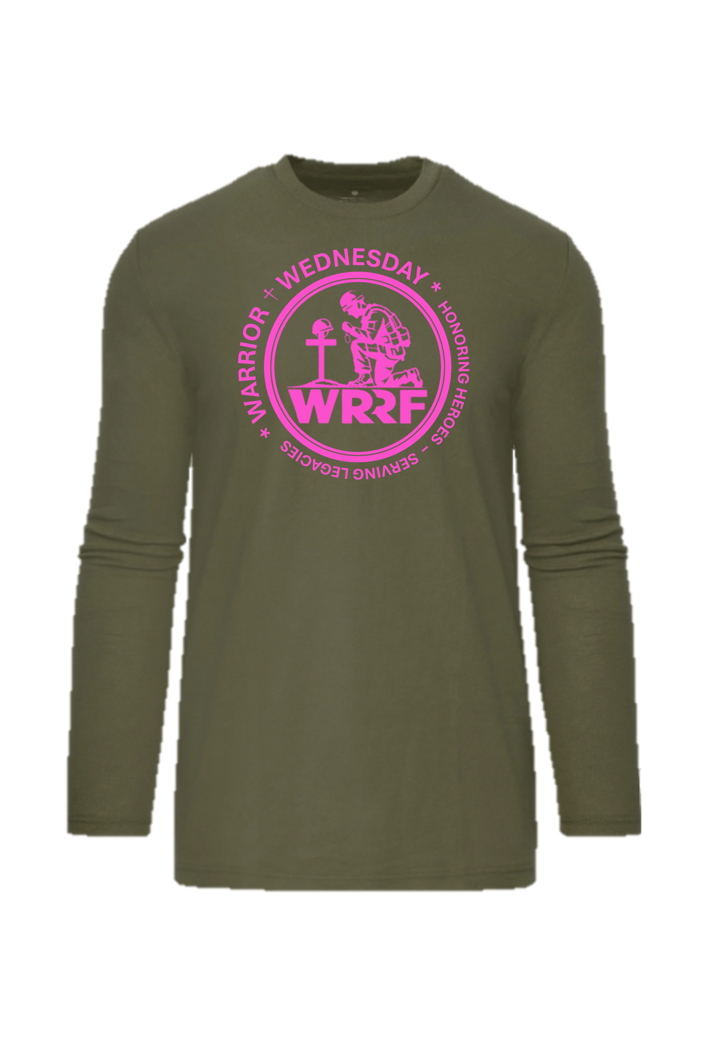 WARRIOR WEDNESDAY LONG SLEEVE T-SHIRT (GREEN/HOT PINK)