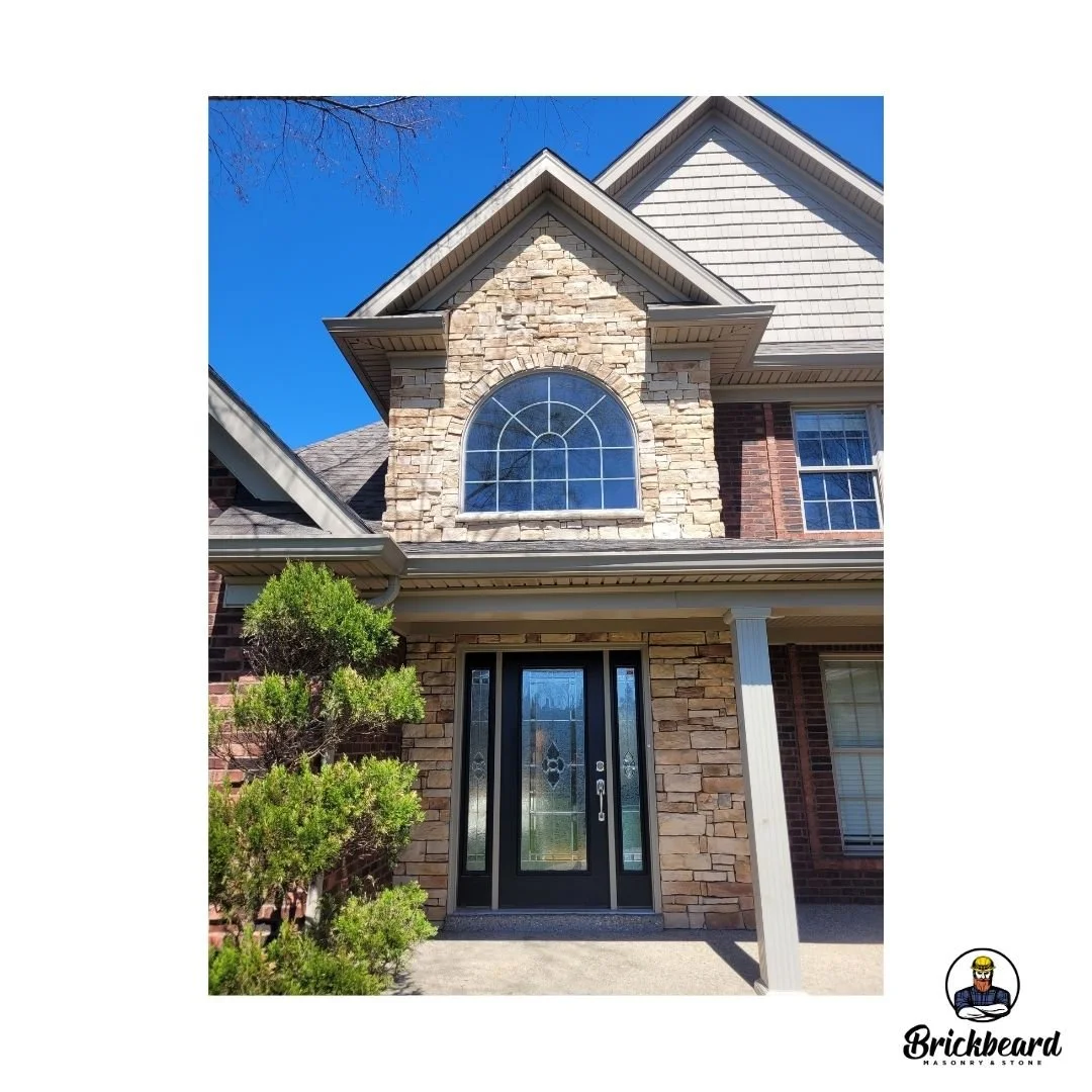Stone veneer entrance.