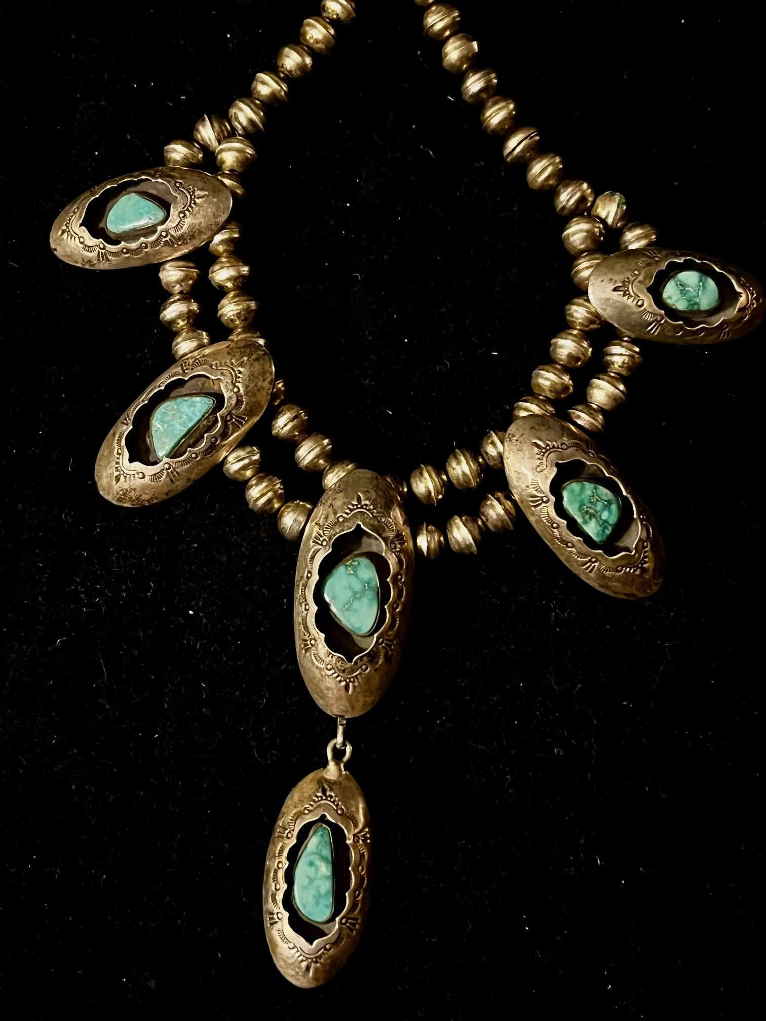 Vintage Navajo Sterling Turquoise Necklace