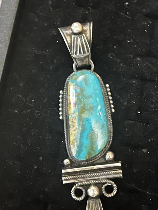 Vintage Native American Turquoise and Sterling Pendent