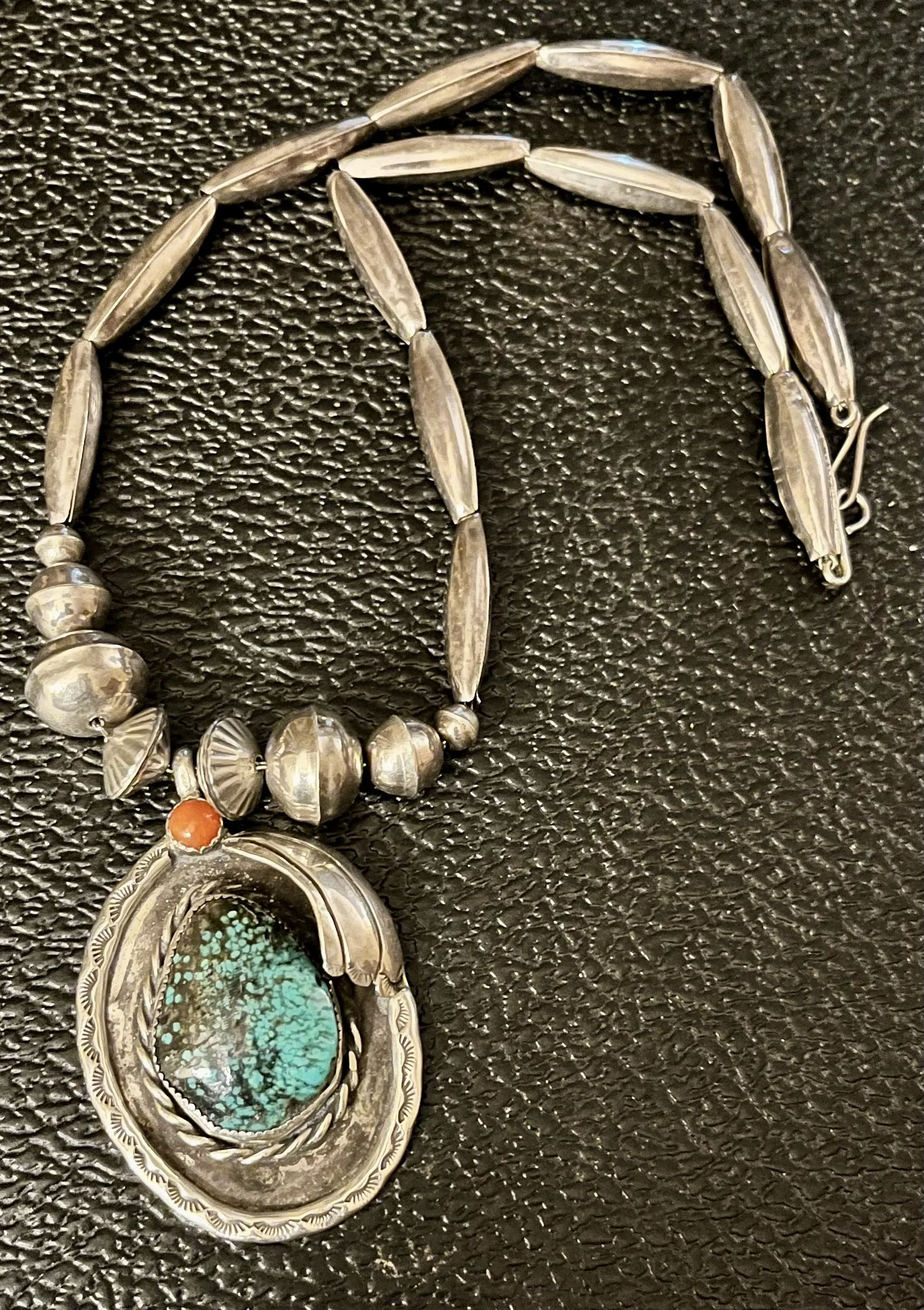 Native American Sterling Pendent with Beads