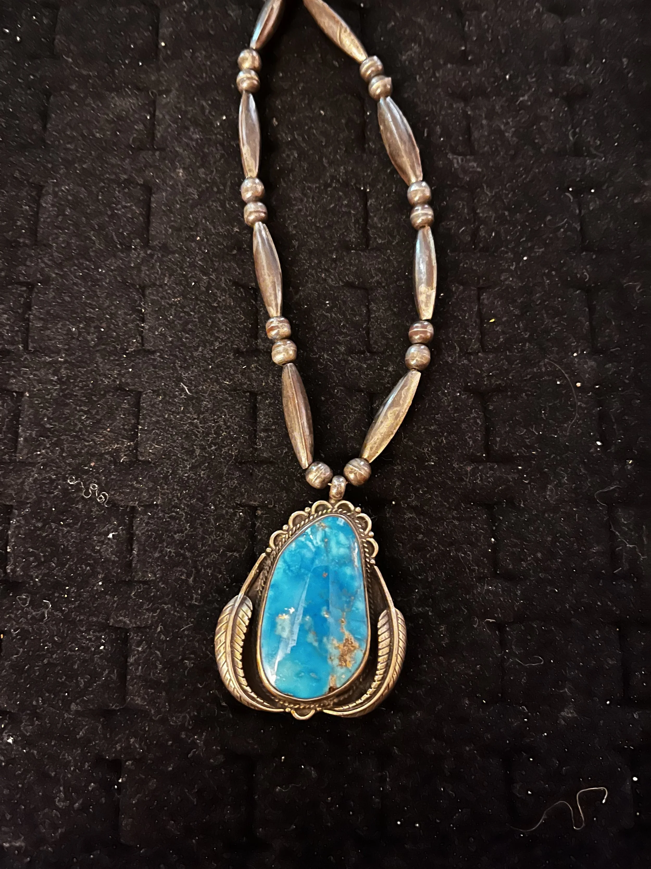 Native Sterling Silver Turquoise Beads and Pendent