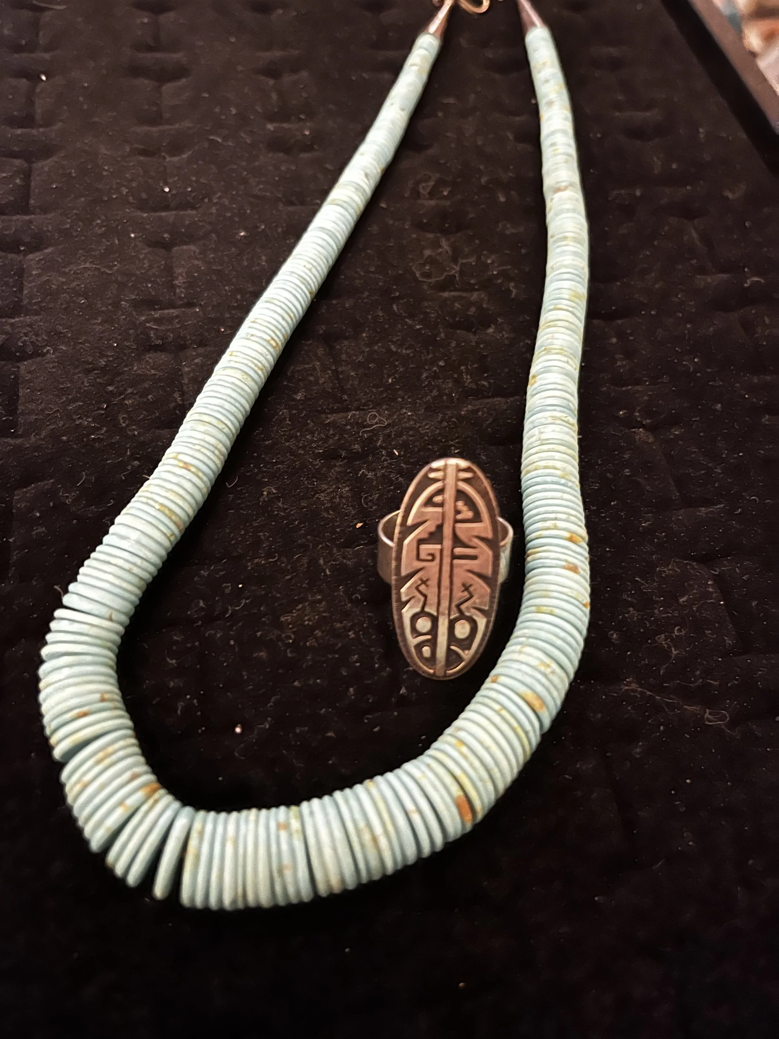 Heishi Necklace and Hopi Ring