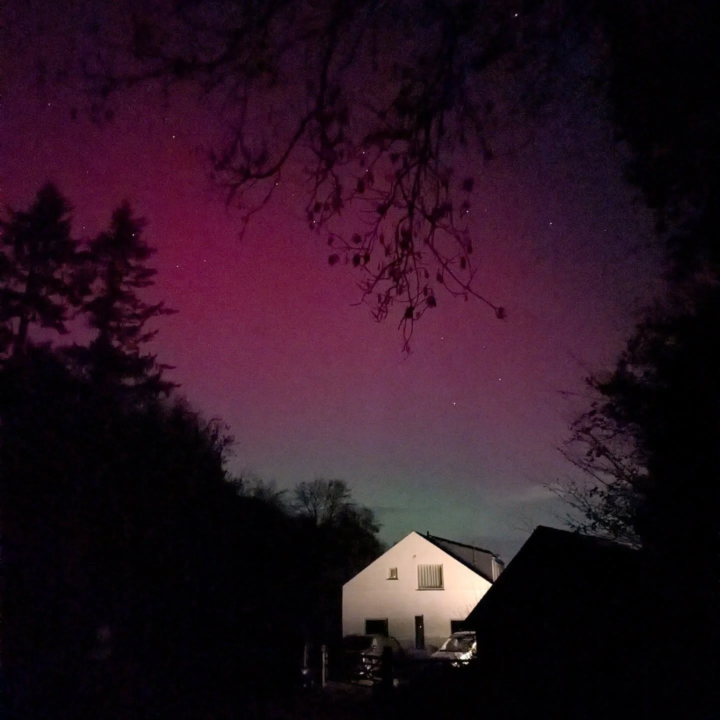 Really pleased to capture the northern lights behind the house. Amazingly, no filter required!

#northernlights
#auroraborealis 
#nofilter