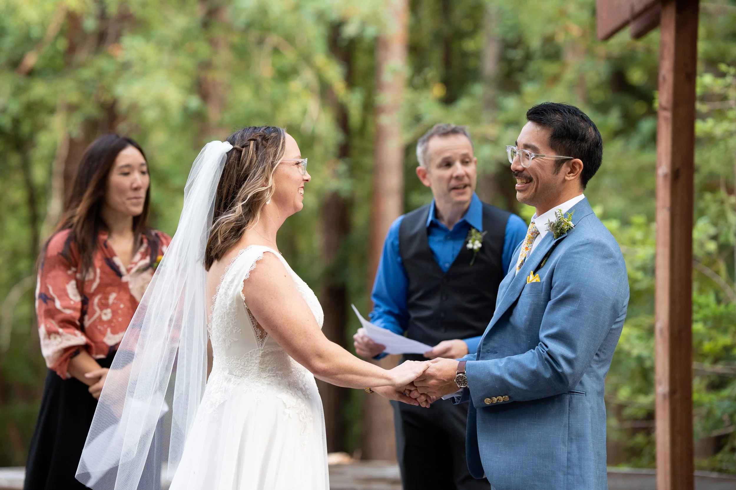 Scott and Claire's vows during their beautiful redwood wedding