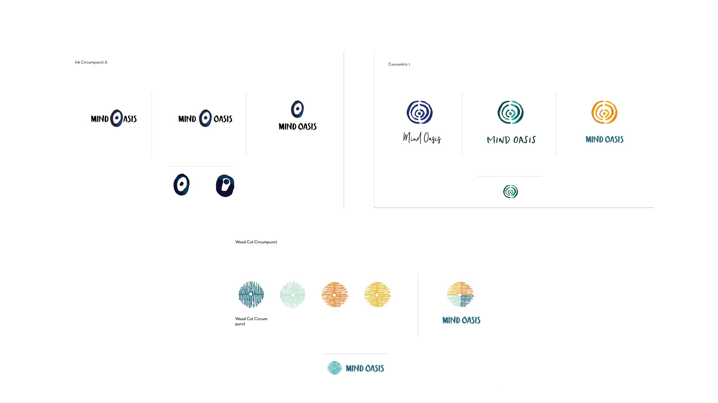 Mind Oasis.
Logo Development: Hand drawn concepts for logo