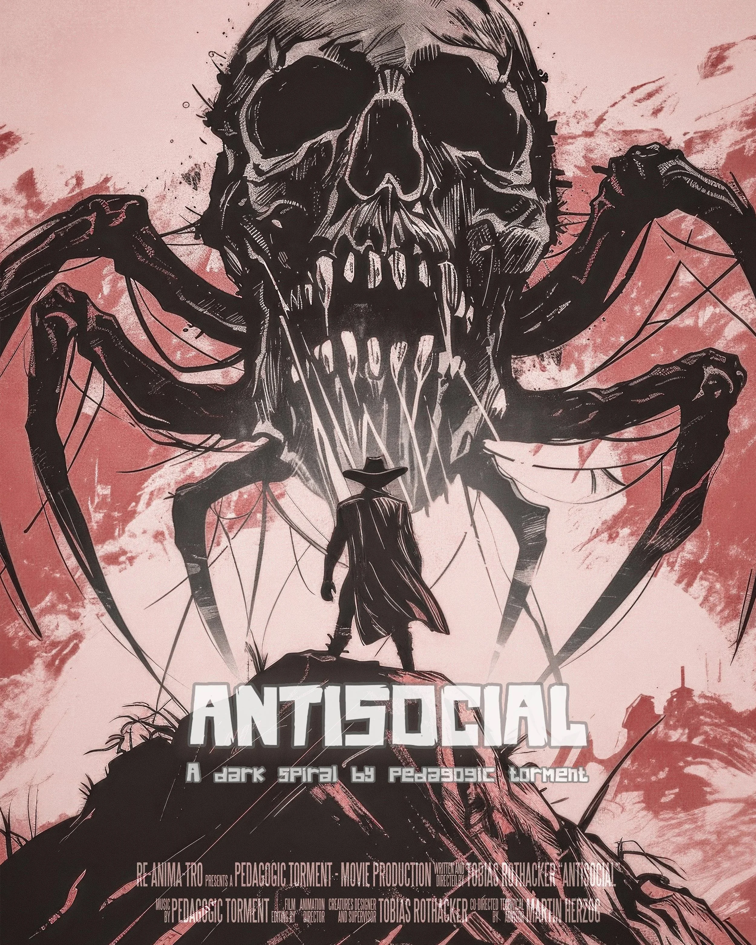 Illustrated film poster featuring Antisocial by Pedagogic Torment