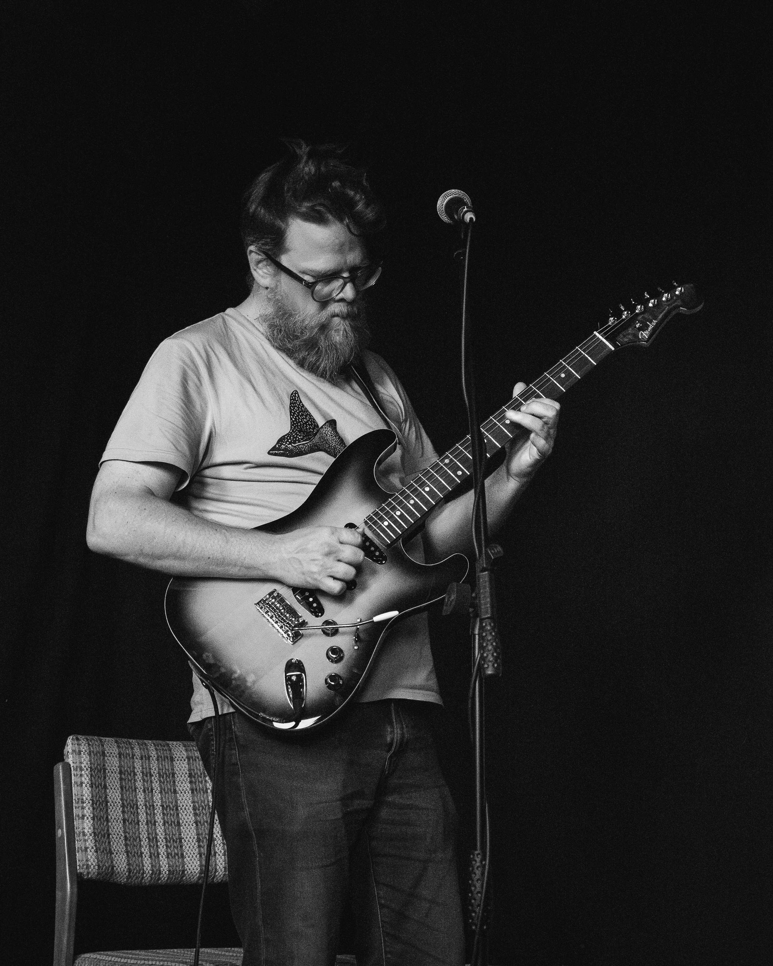 Black and white portrait of Bucky Krück guitarist