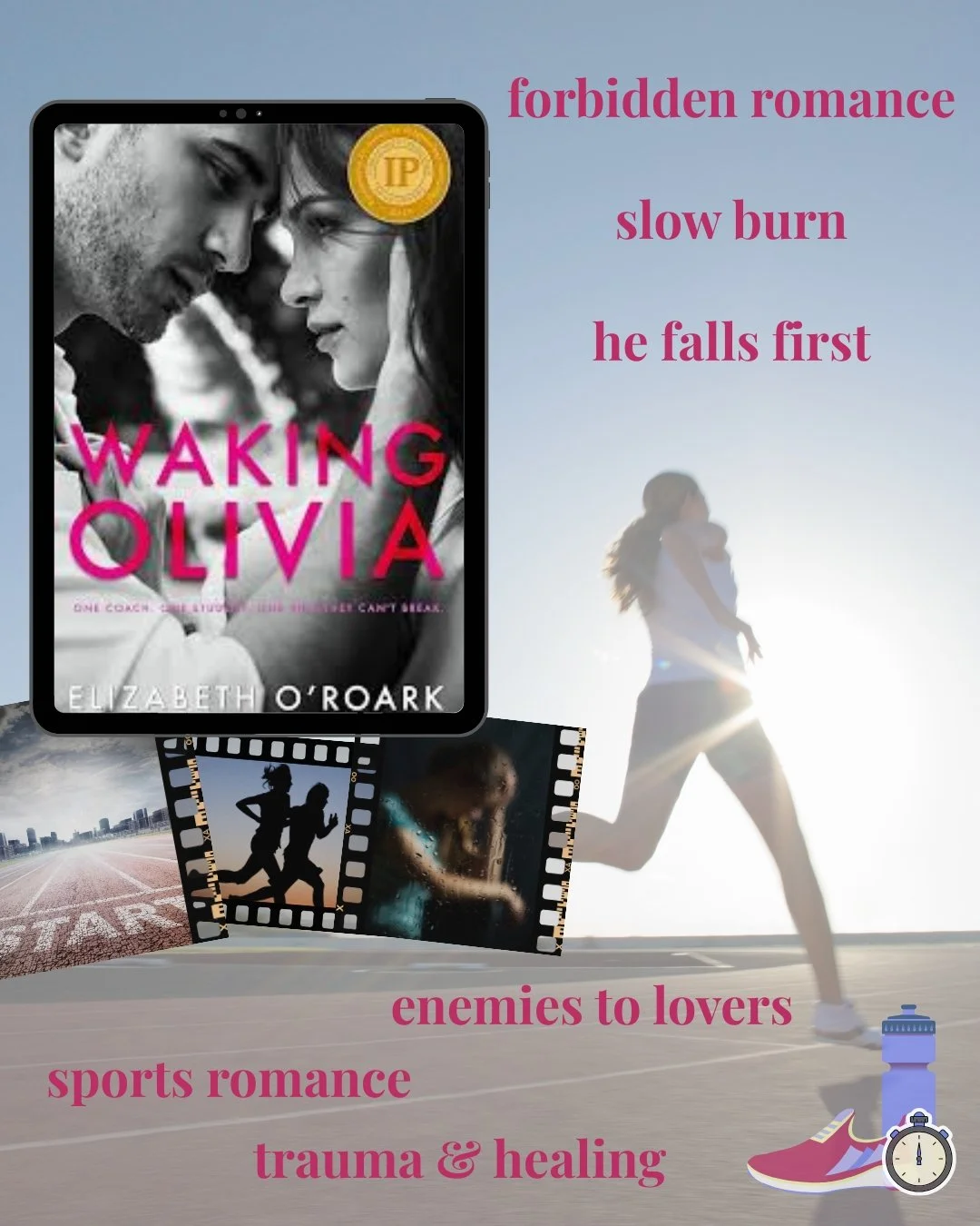 Waking Olivia by Elizabeth O&rsquo;Roark is an angst-filled sports romance with a dash of mystery.

Haunted by the trauma of her past and labeled a troublemaker, Olivia is forced to start again after an incident at her old university further tarnishe