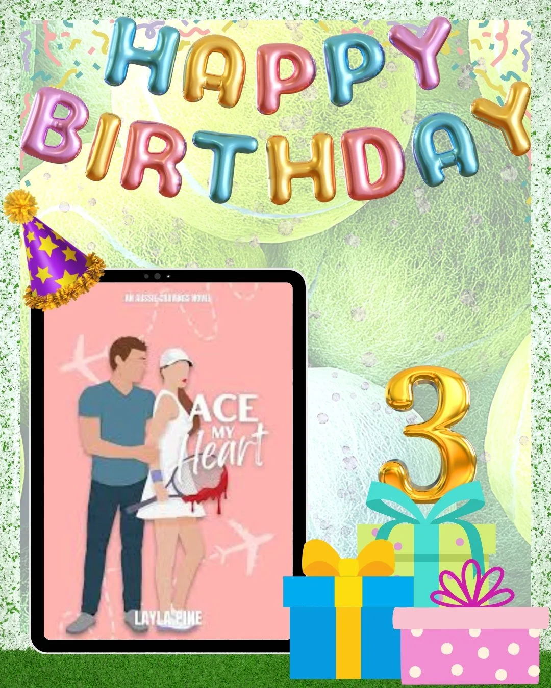 Happy 3rd birthday, Ace My Heart, Layla Pine’s debut novel!
Feisty and talented tennis pro, Mel, started it all as the first FMC in the Aussie Cravings series. Her coach’s sexy son, Joel, is way too annoying to be thought of as anything