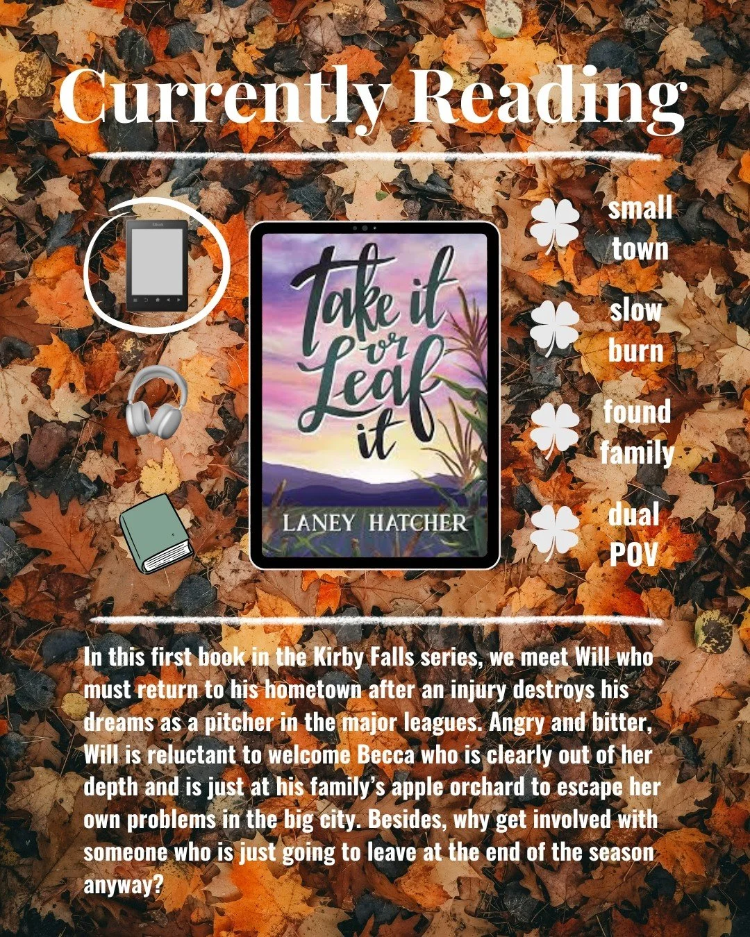 Thank you, @laney.hatcher, for creating this series with characters I am enjoying getting to know! 

Take It or Leaf It, along with books 2, 3 and 4, is available in Kindle Unlimited. Book 5, Leaf Well Enough Alone, will be available May 26, 2026!