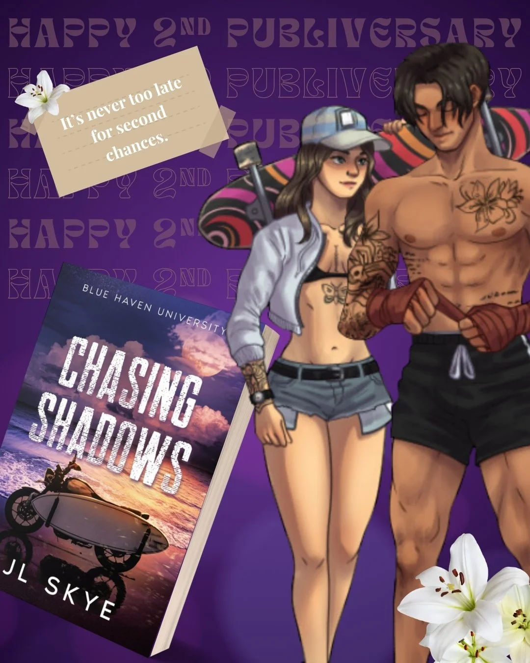 Happy 2nd Publiversary to Chasing Shadows by JL Skye!

BLURB:
The brightest flame casts the darkest shadows...

Harley Breed thought he knew who his family were. But when a long-held secret comes to light, his world gets turned upside down&mdash;and 