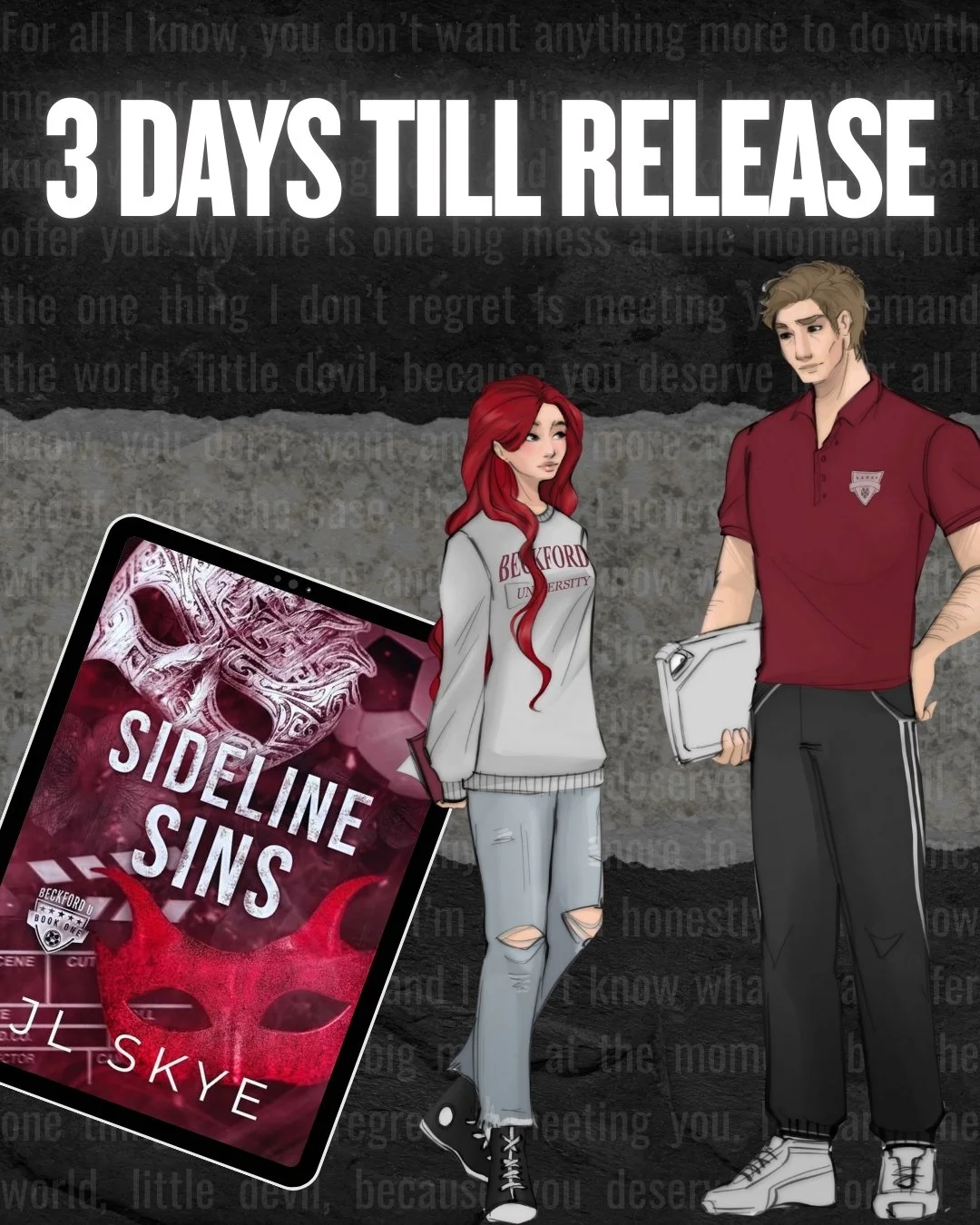 Sideline Sins, book 1 in JL Skye's new series, releases in just 3 days!

BLURB:
Leni Hart is no stranger to sexual betrayal. But she&rsquo;s worked hard to reinvent herself&mdash;and take back her power&mdash;within the walls of her cousin&rsquo;s se