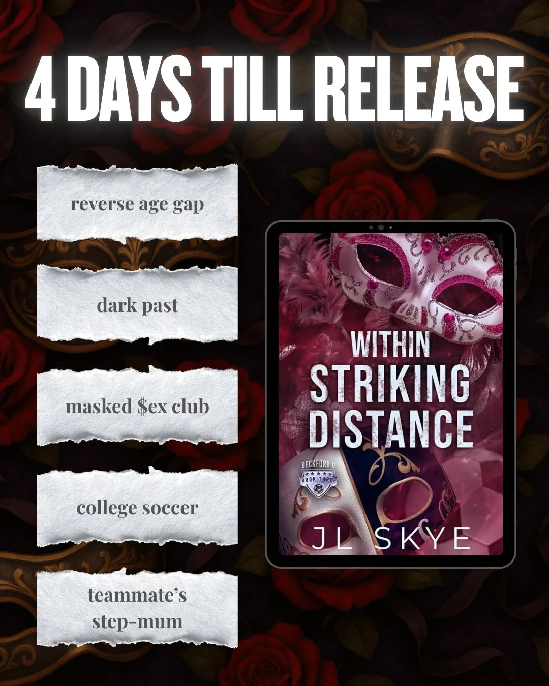 This is pathetic. I don't even know who this woman is, and I have no way of finding out either. She truly is the mythical creature I've nicknamed her. - Blake, Within Striking Distance by JL Skye

BLURB:
Eighteen months after escaping a violent marri