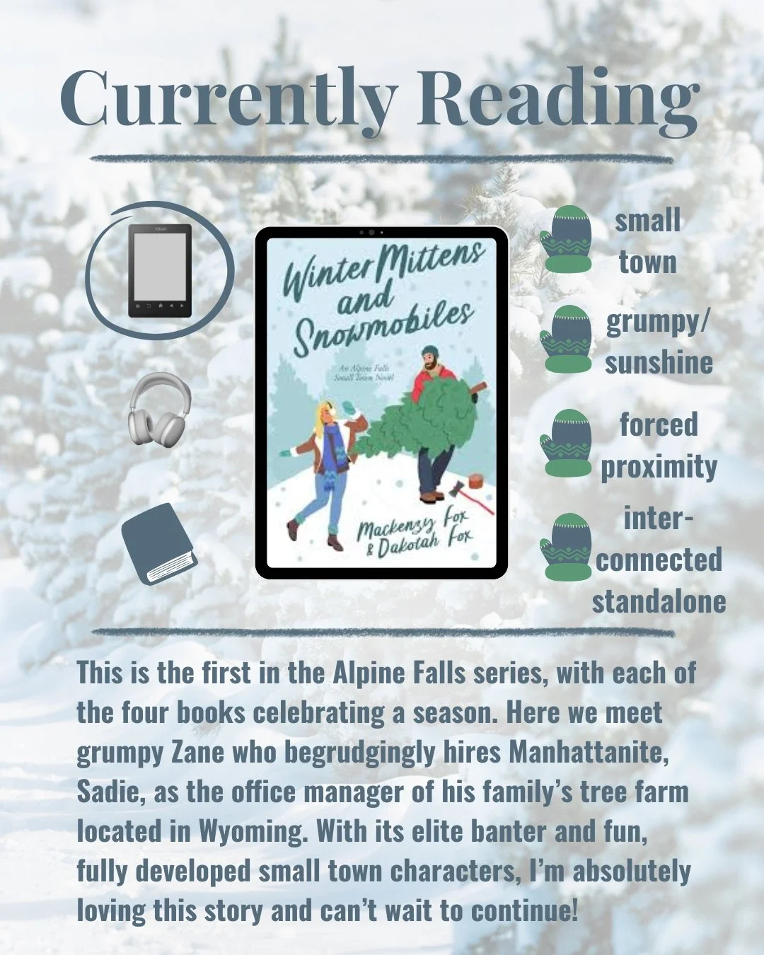 Although Christmas coded, any time of the year is the perfect time to read Winter Mittens and Snowmobiles by Mackenzy Fox and Dakotah Fox! 

Thank you again, @mackenzyfoxbooks and @dakotahfoxbooks, for kindly gifting me this most adorable paperback t