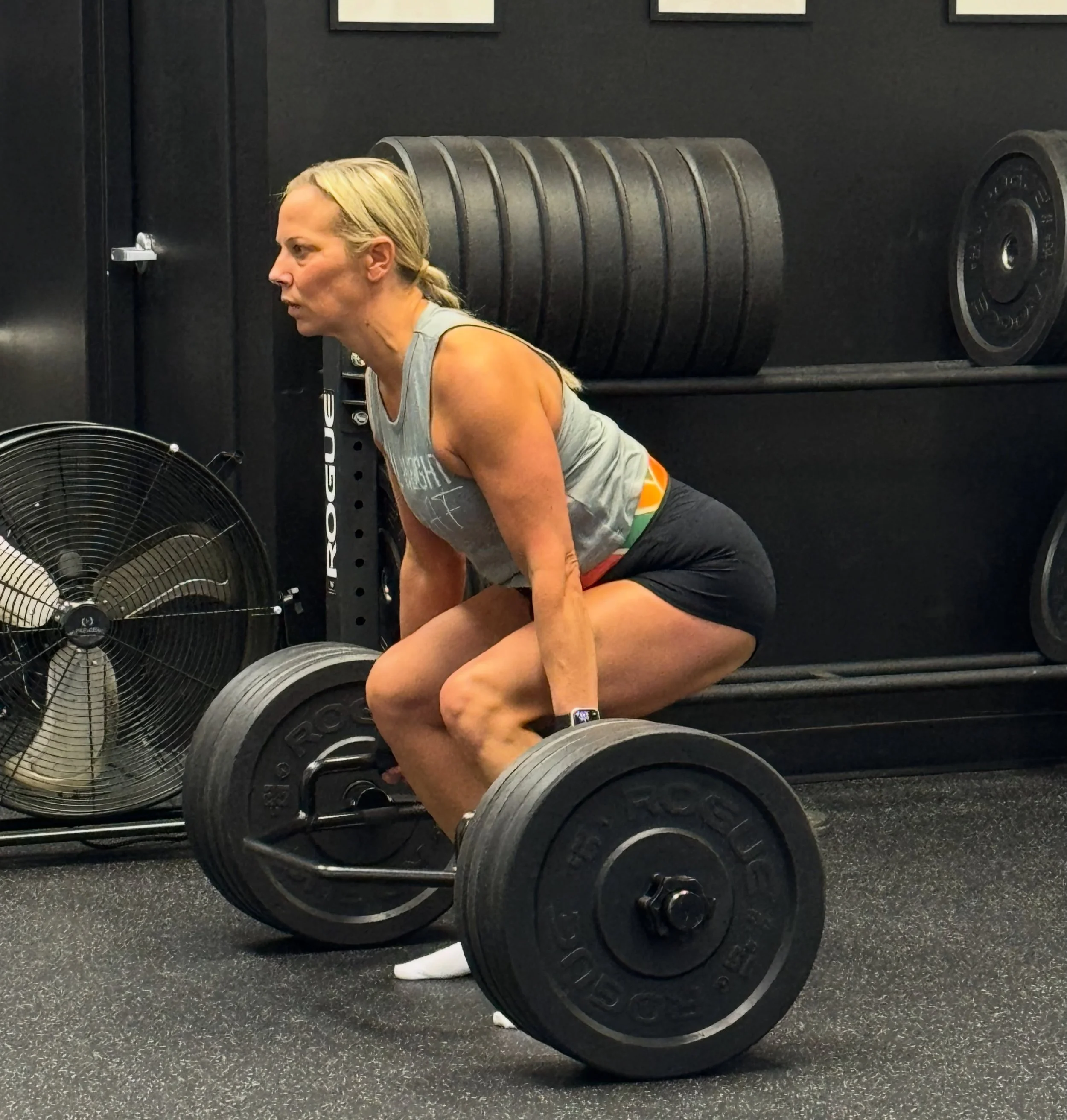 First Hyrox last weekend, new DL PR today! Way to go girl! 210#!