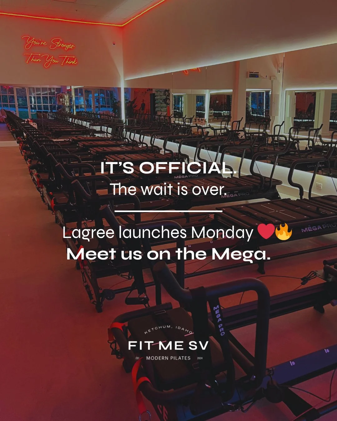 🚨 IT'S OFFICIAL. 
 
The announcement you’ve all been waiting for... 
 
Lagree has landed in Sun Valley ❤️‍🔥 
Classes are LIVE this Monday, October 27 at Fit Me SV. 
 
Here’s everything you need to know before your first class