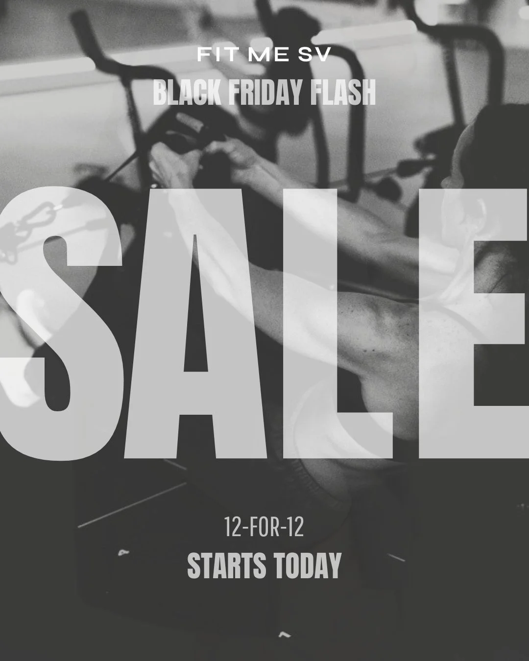 🚨 It starts today.⁠
Our Black Friday Flash Sale drops today at 12:00 PM.⁠
⁠
The 12-For-12 Pack⁠
For 12 hours only, you can purchase this complete class pack that gives you exclusive access to book 12 classes at Fit Me SV &mdash; Mat or Lagree, your 