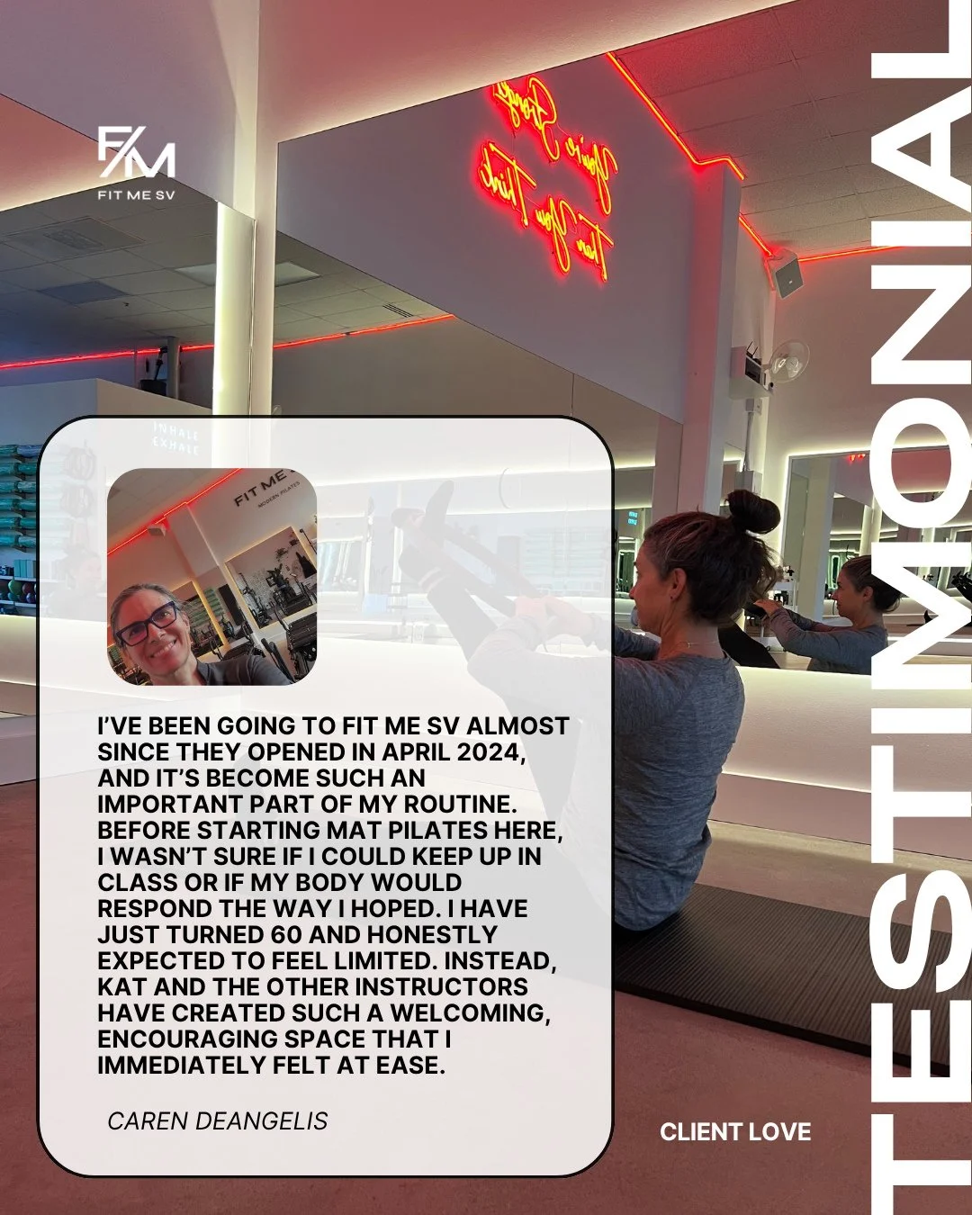 TESTIMONIAL THURSDAY 💌⁠
Where we let the clients do the talking.⁠
⁠
@carendeangelis, thank you for taking the time to share your experience 🥹.⁠
⁠
When someone walks in unsure if they&rsquo;ll be able to keep up, or worried their body won&rsquo;t re