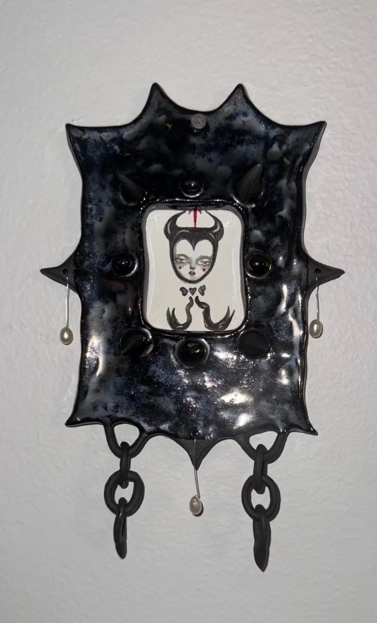 Ceramic Picture Frame & Devil Painting
