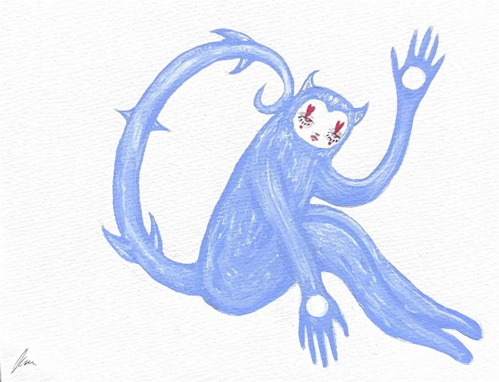 Blue Moon Creature Painting