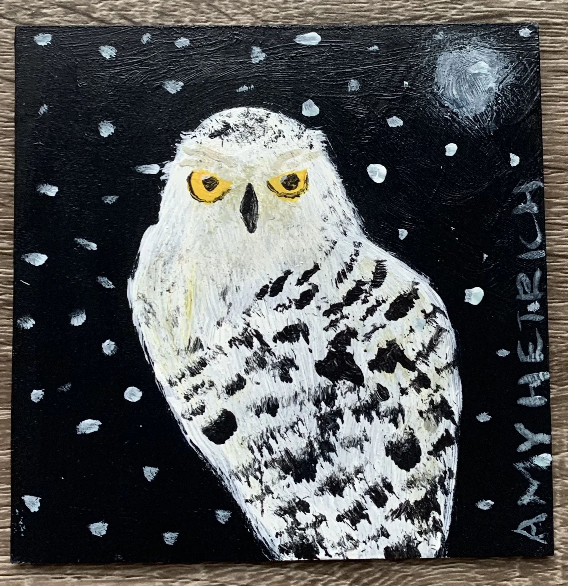 Mini Snowy Owl Painting