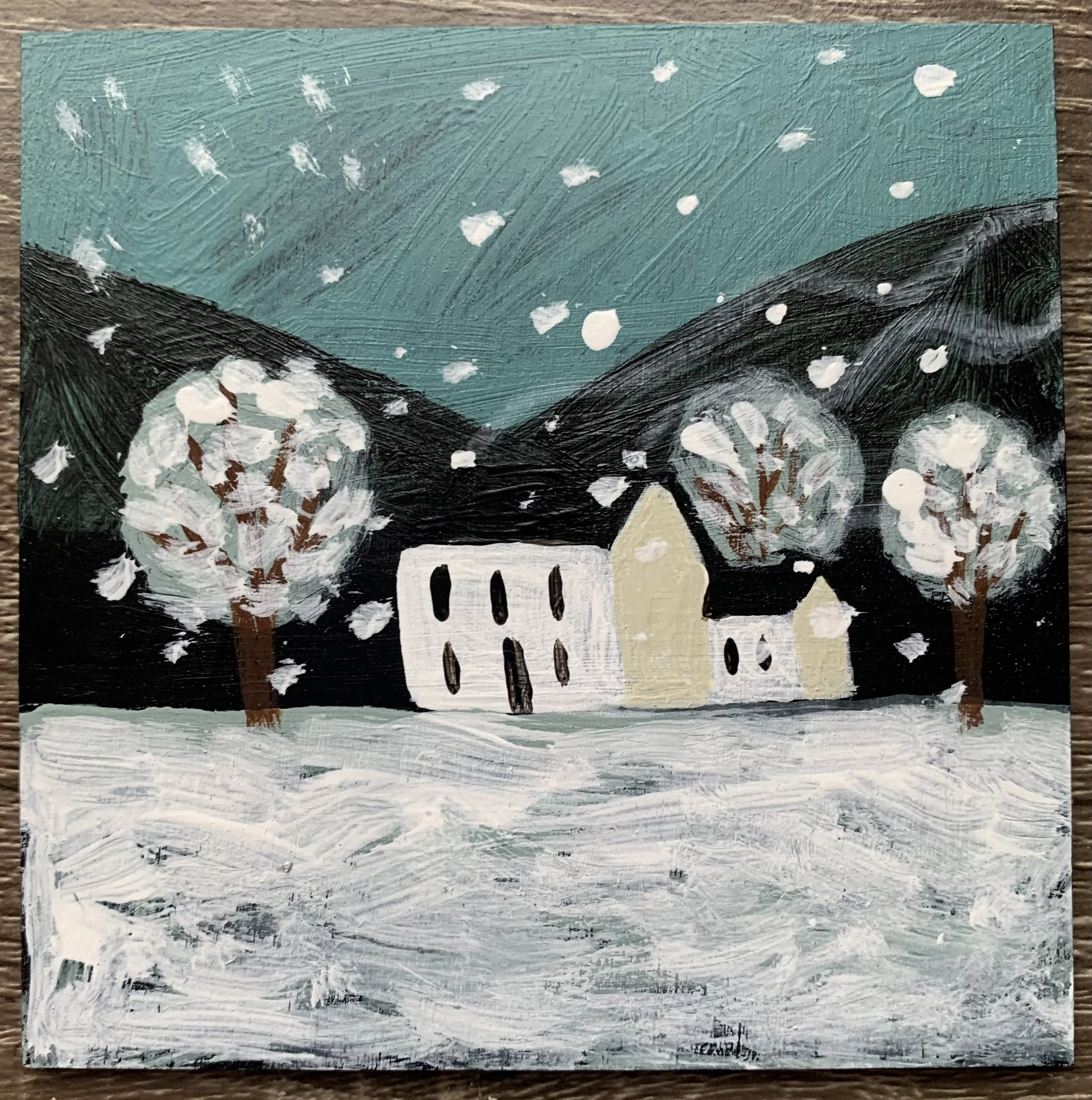 Mini House in the Woods Painting