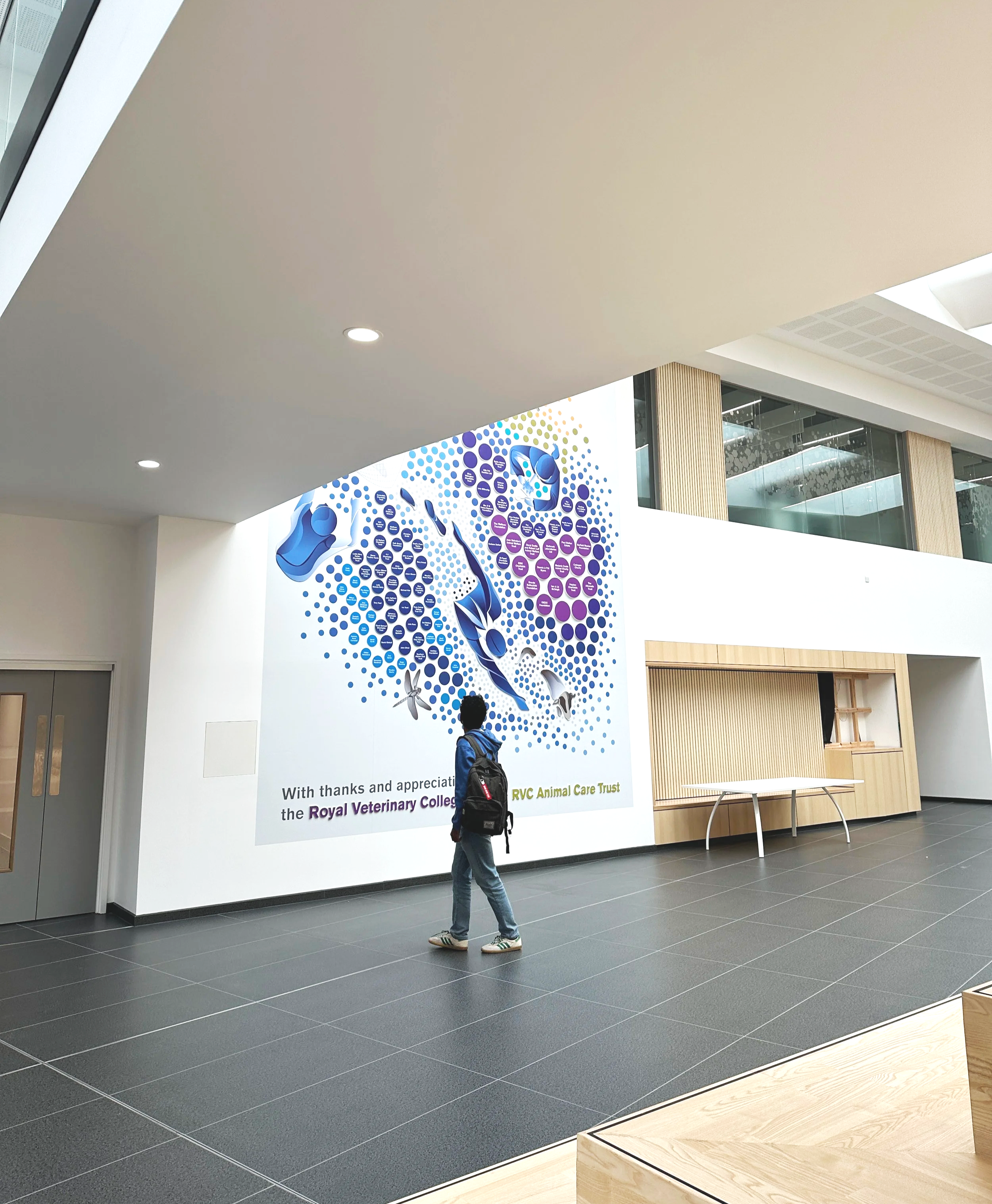 RVC University ACT Charity Donor Wall design by Joanna Potter