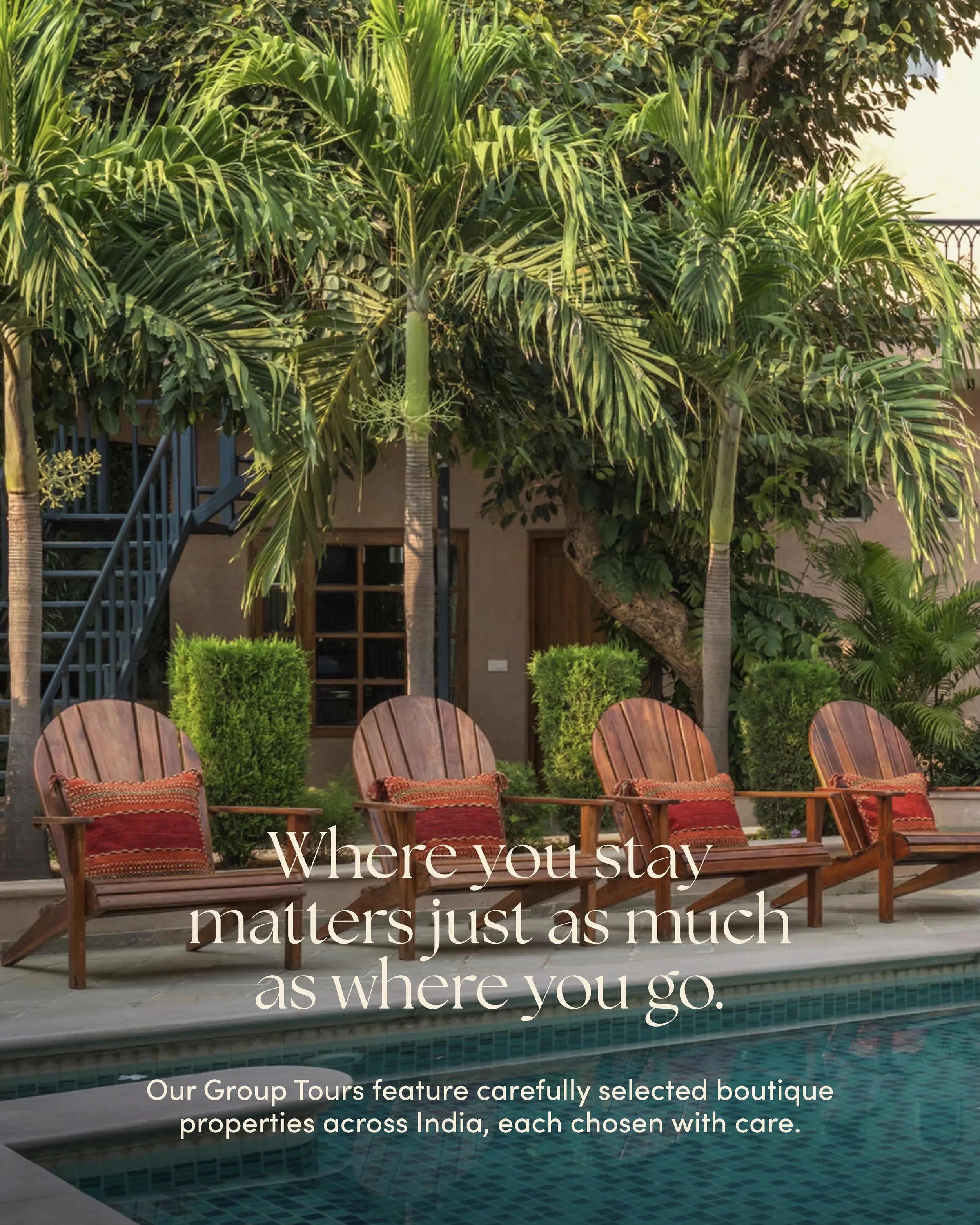 Thoughtfully chosen stays. Meaningful travel experiences.
From heritage charm in Rajasthan to peaceful boutique retreats in Kutch, every Sundar Travel stay is part of the journey.

Photo Credits: Niravi Jaipur 

[Boutique Group Travel India, Group Tr