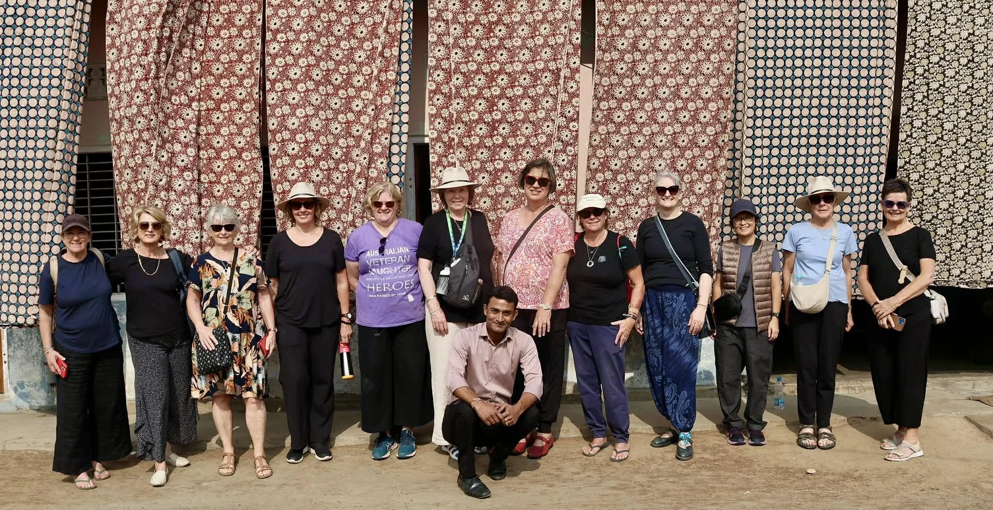 women on group tour in bagru village india