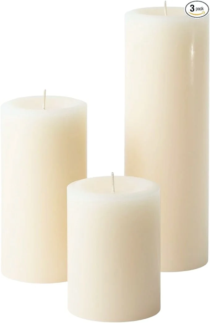 Assorted Ivory Pillar Candles